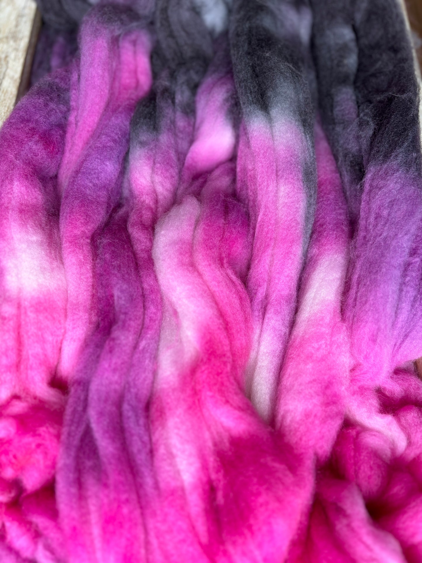 One of a Kind Batch - 100 grams of Spinning Fibre - 80% Superwash Merino Wool/ 20% Nylon - 22.5 Micron - Hand Dyed Combed Top