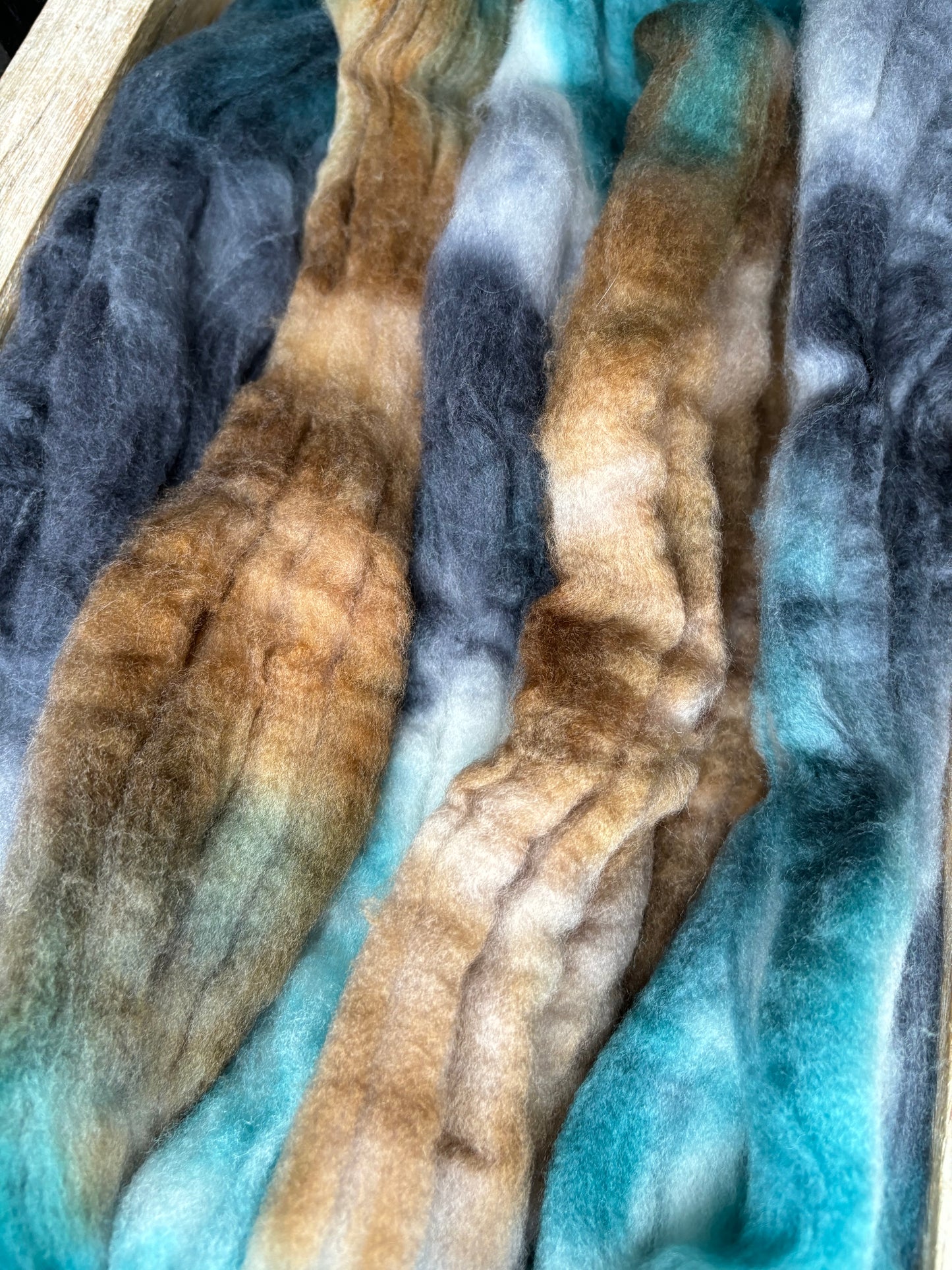 100 grammes de fibre filante - 80 % laine mérinos Superwash/ 20 % nylon - 22,5 microns - Dessus peigné teint à la main