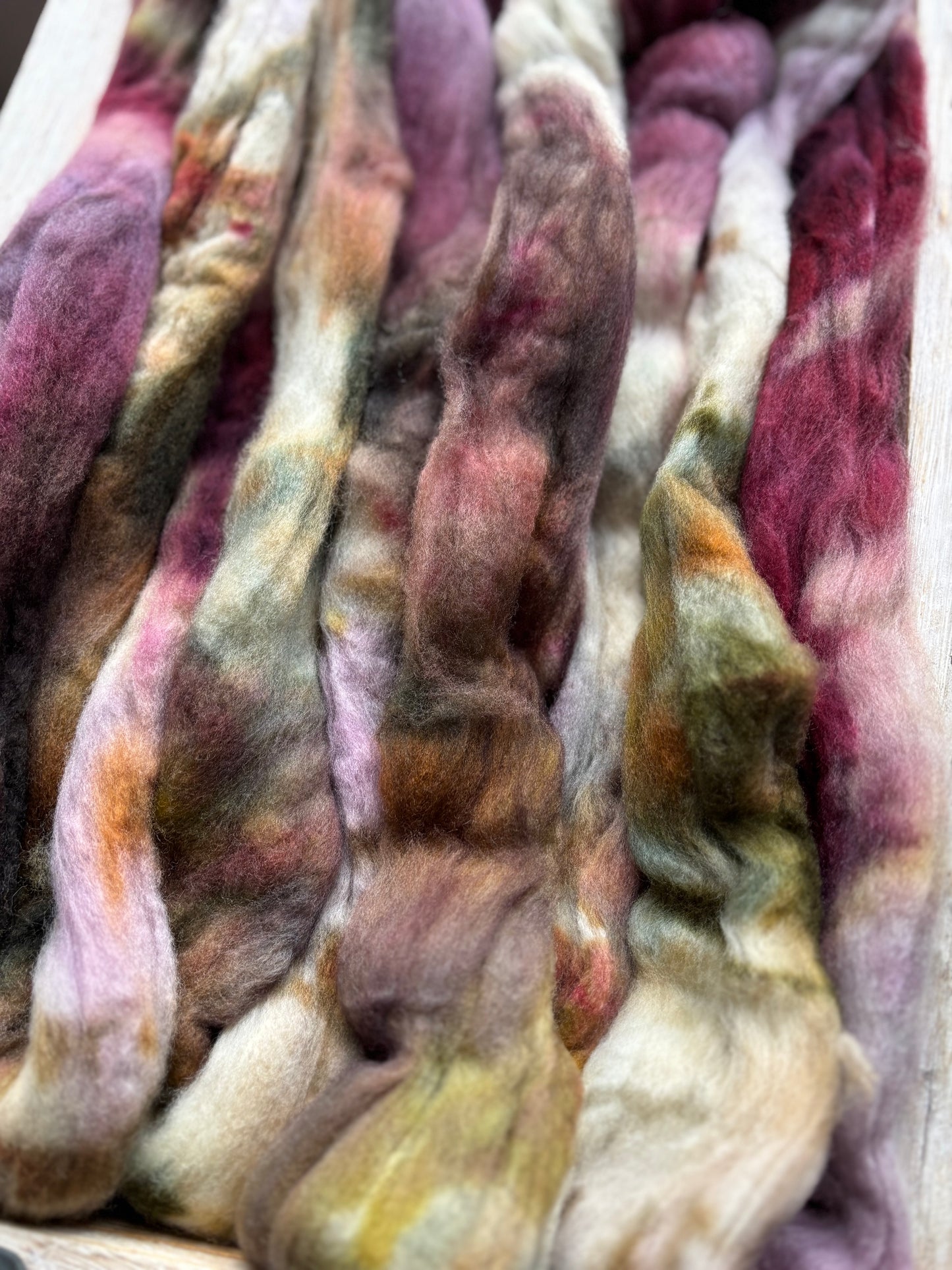 One of a Kind Batch - 100 grams of Spinning Fibre - Untreated Merino Wool 22 Micron - Hand Dyed Combed Top