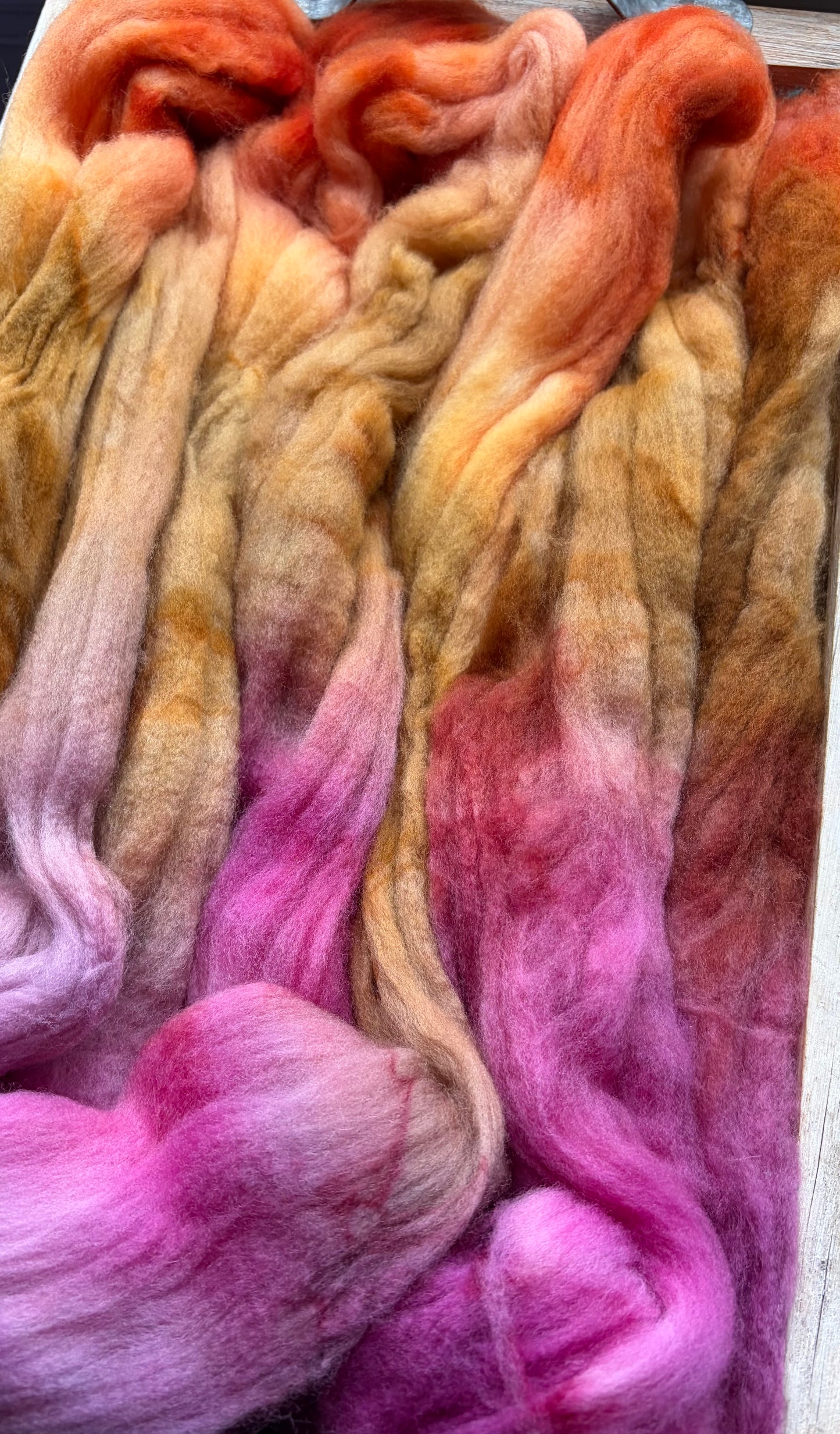 100% Superwash Merino Wool - 22 Micron - One of a Kind Batch - 100 grams of Spinning Fibre - Hand Dyed Combed Top