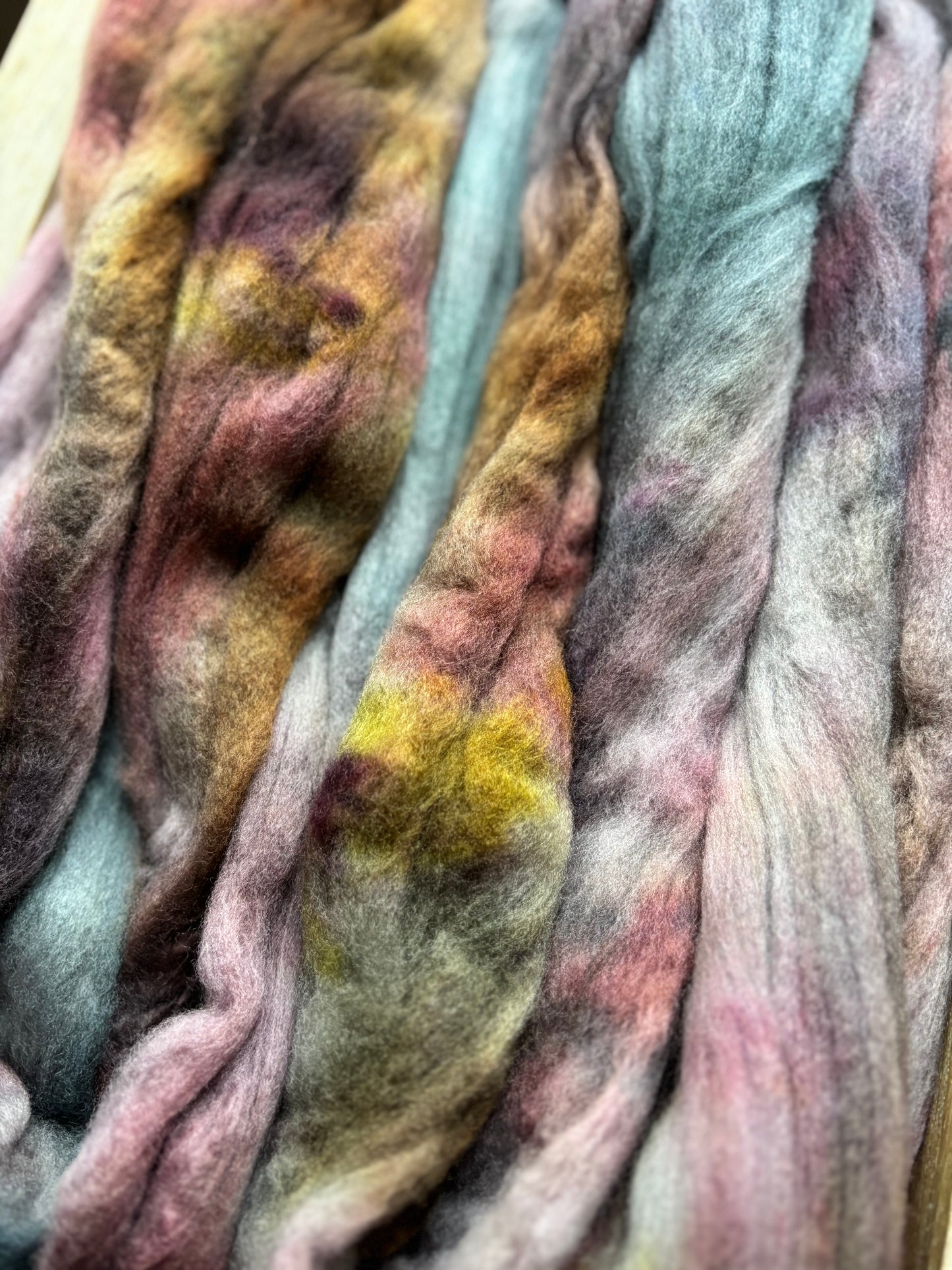 One of a Kind Batch - 100 grams of Spinning Fibre - Untreated Merino Wool 22 Micron - Hand Dyed Combed Top