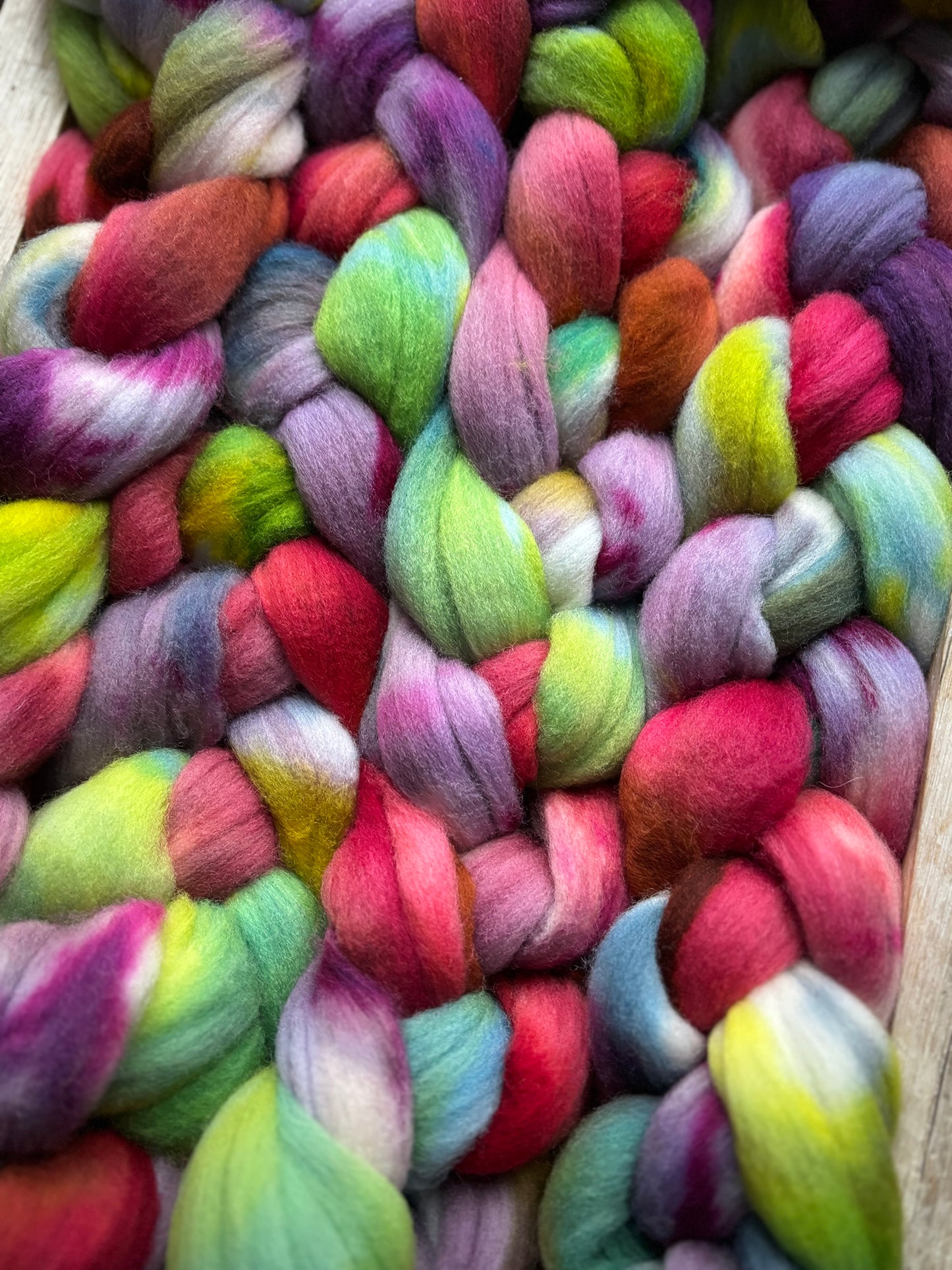 One of a Kind Batch - 100 grams of Spinning Fibre - 100% Targhee - 23 Micron - Hand Dyed Combed Top