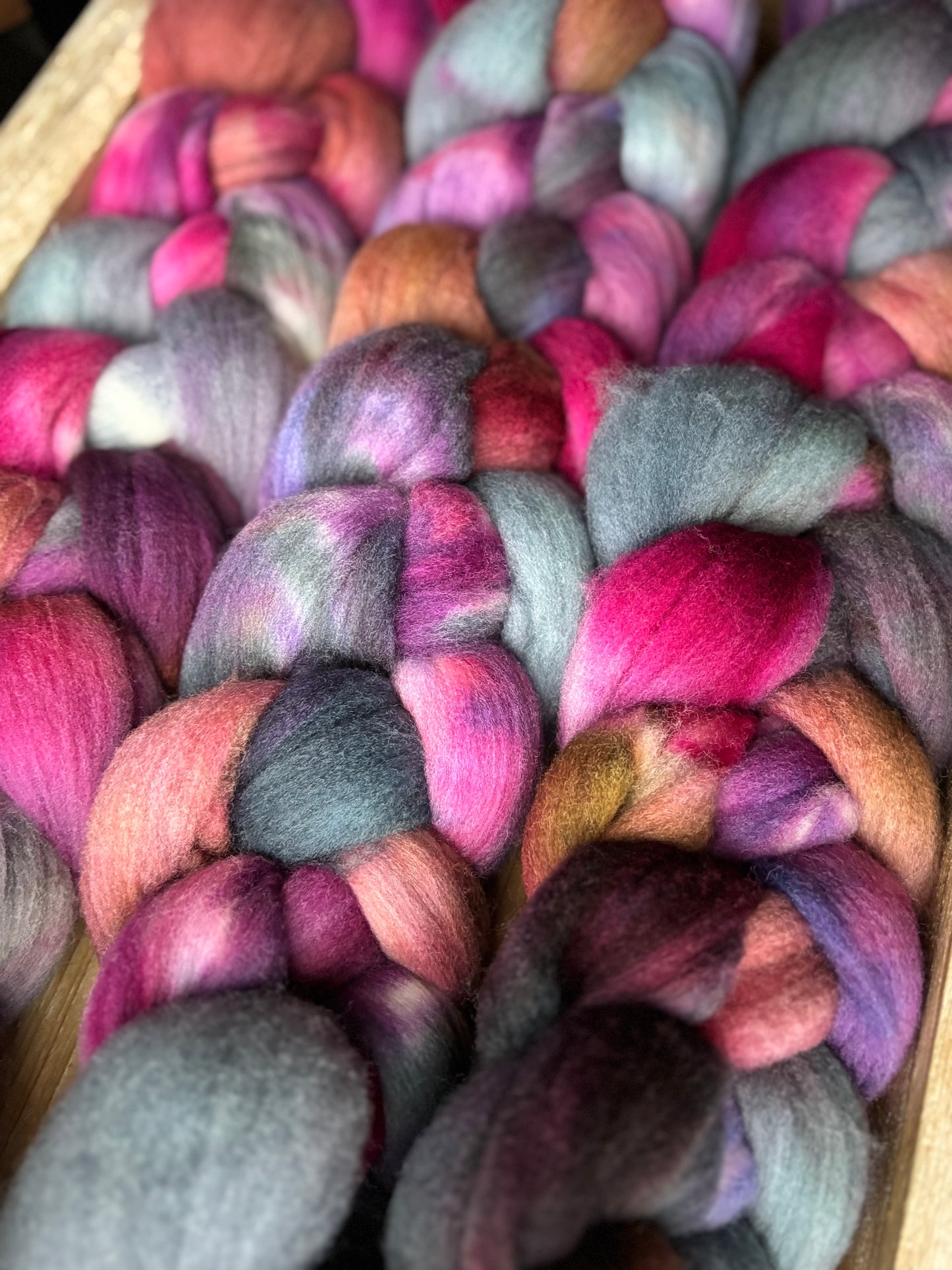 One of a Kind Batch - 100 grams of Spinning Fibre - 100% Targhee - 23 Micron - Hand Dyed Combed Top