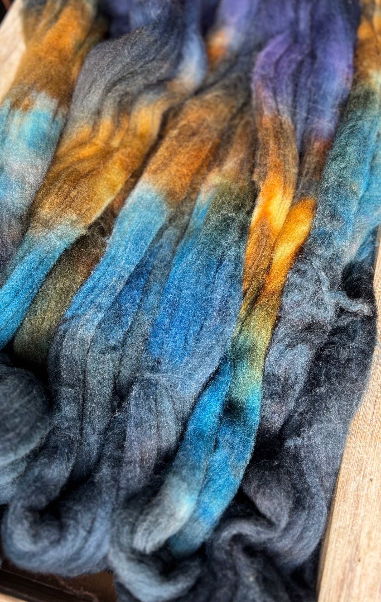 One of a Kind Batch - 100 grams of Spinning Fibre - 80% Superwash Merino Wool/ 20% Nylon - 22.5 Micron - Hand Dyed Combed Top