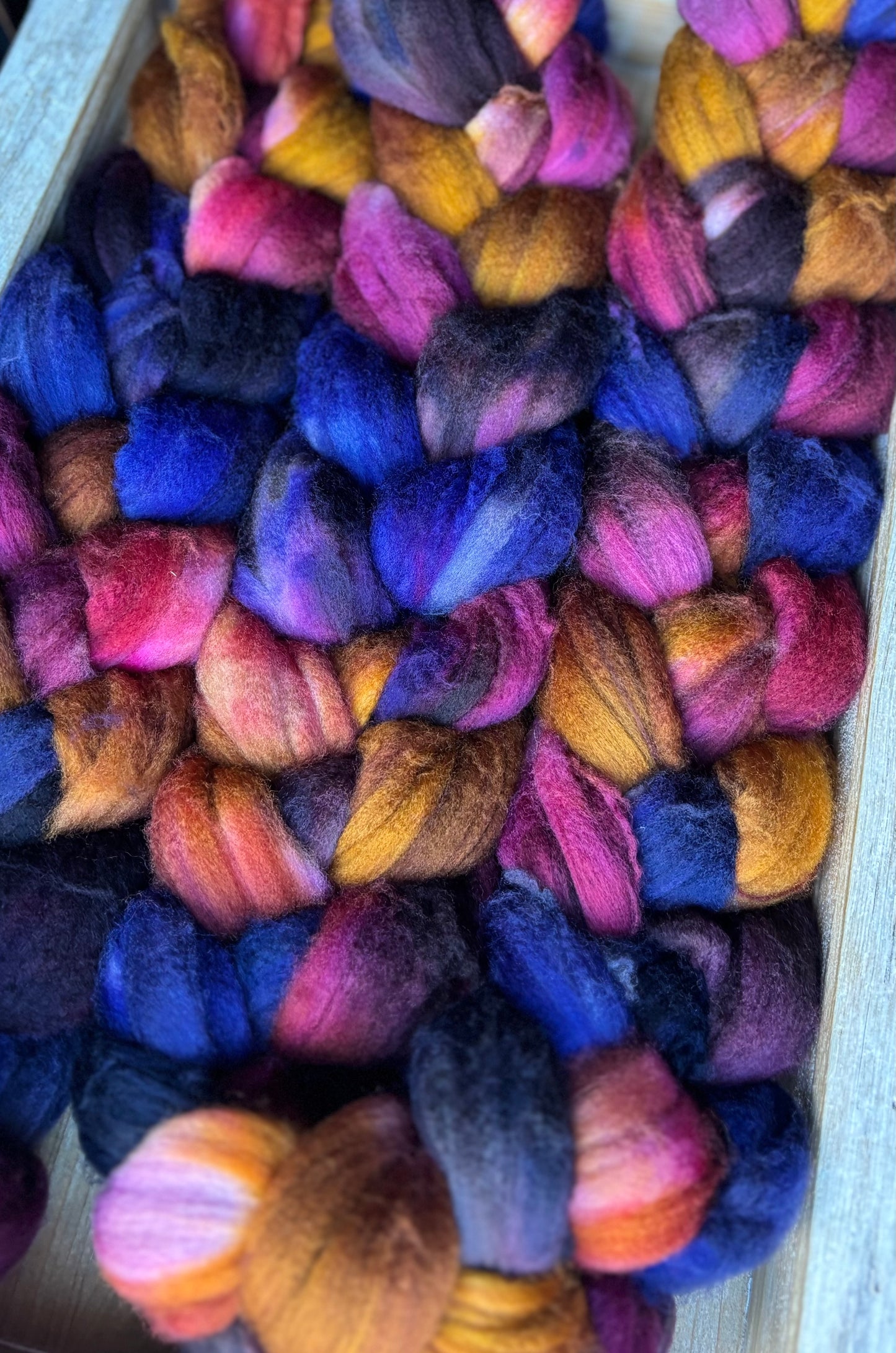 One of a Kind Batch - 100 grams of Spinning Fibre - Superwash Merino Wool 22 Micron - Hand Dyed Combed Top