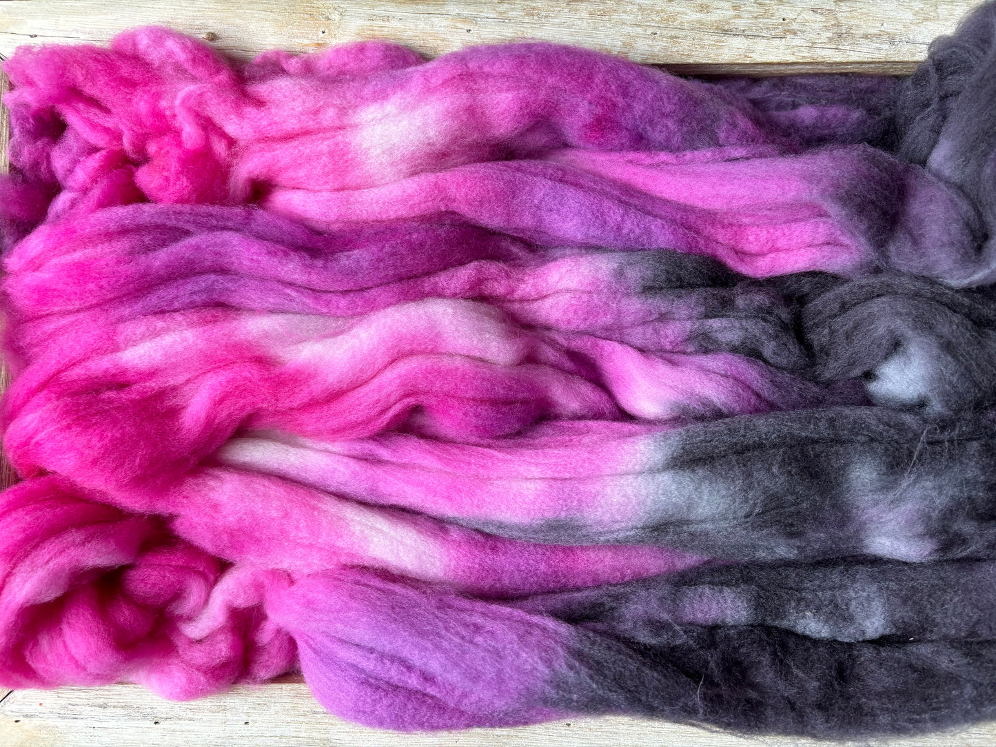 One of a Kind Batch - 100 grams of Spinning Fibre - 80% Superwash Merino Wool/ 20% Nylon - 22.5 Micron - Hand Dyed Combed Top