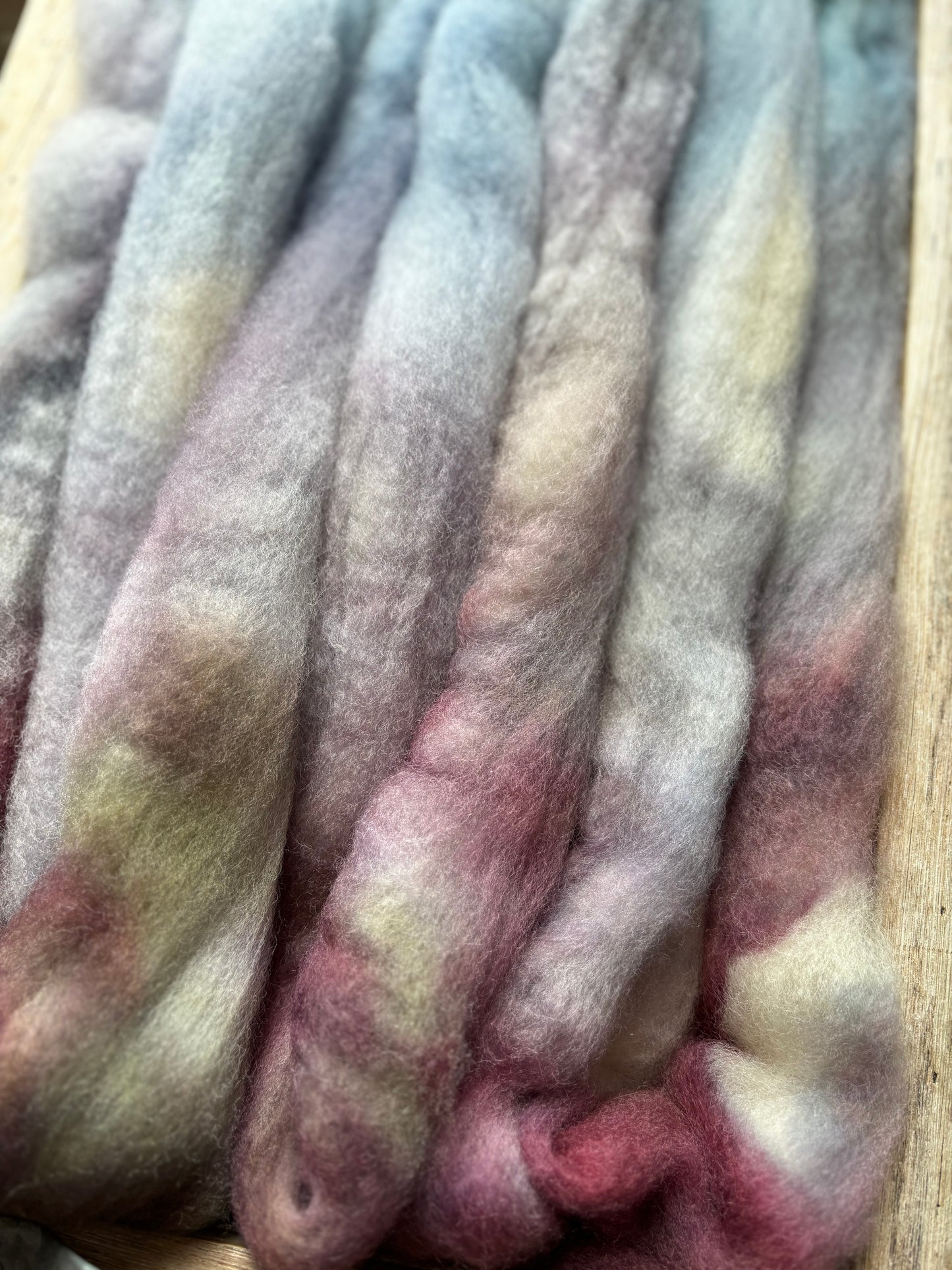 One of a Kind Batch - 100 grams of Spinning Fibre - Bluefaced Leicester Wool - 26 Micron - Hand Dyed Combed Top