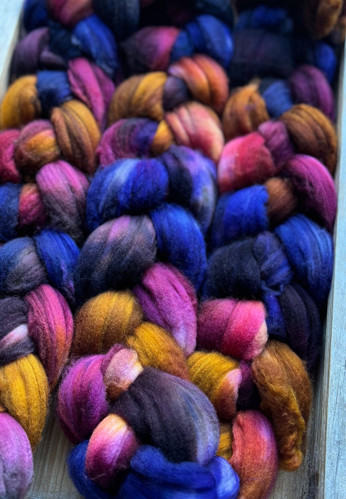 One of a Kind Batch - 100 grams of Spinning Fibre - Superwash Merino Wool 22 Micron - Hand Dyed Combed Top