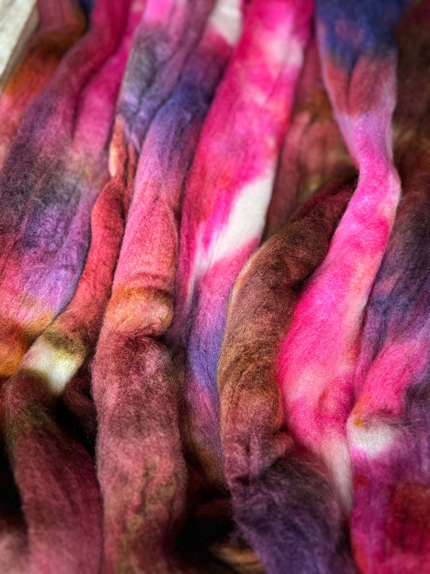 One of a Kind Batch - 100 grams of Spinning Fibre - 100% Targhee - 23 Micron - Hand Dyed Combed Top