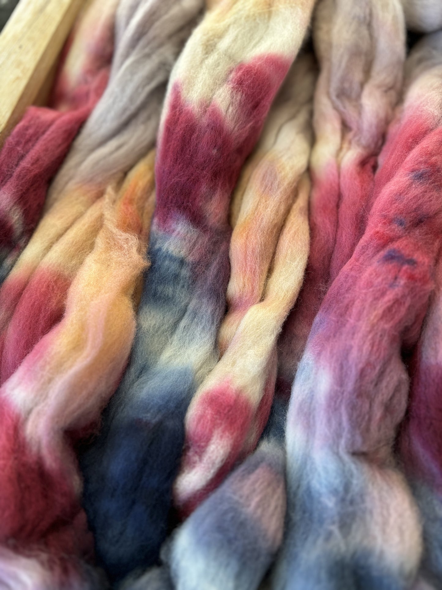 One of a Kind Batch - 100 grams of Spinning Fibre - Untreated Merino Wool 22 Micron - Hand Dyed Combed Top