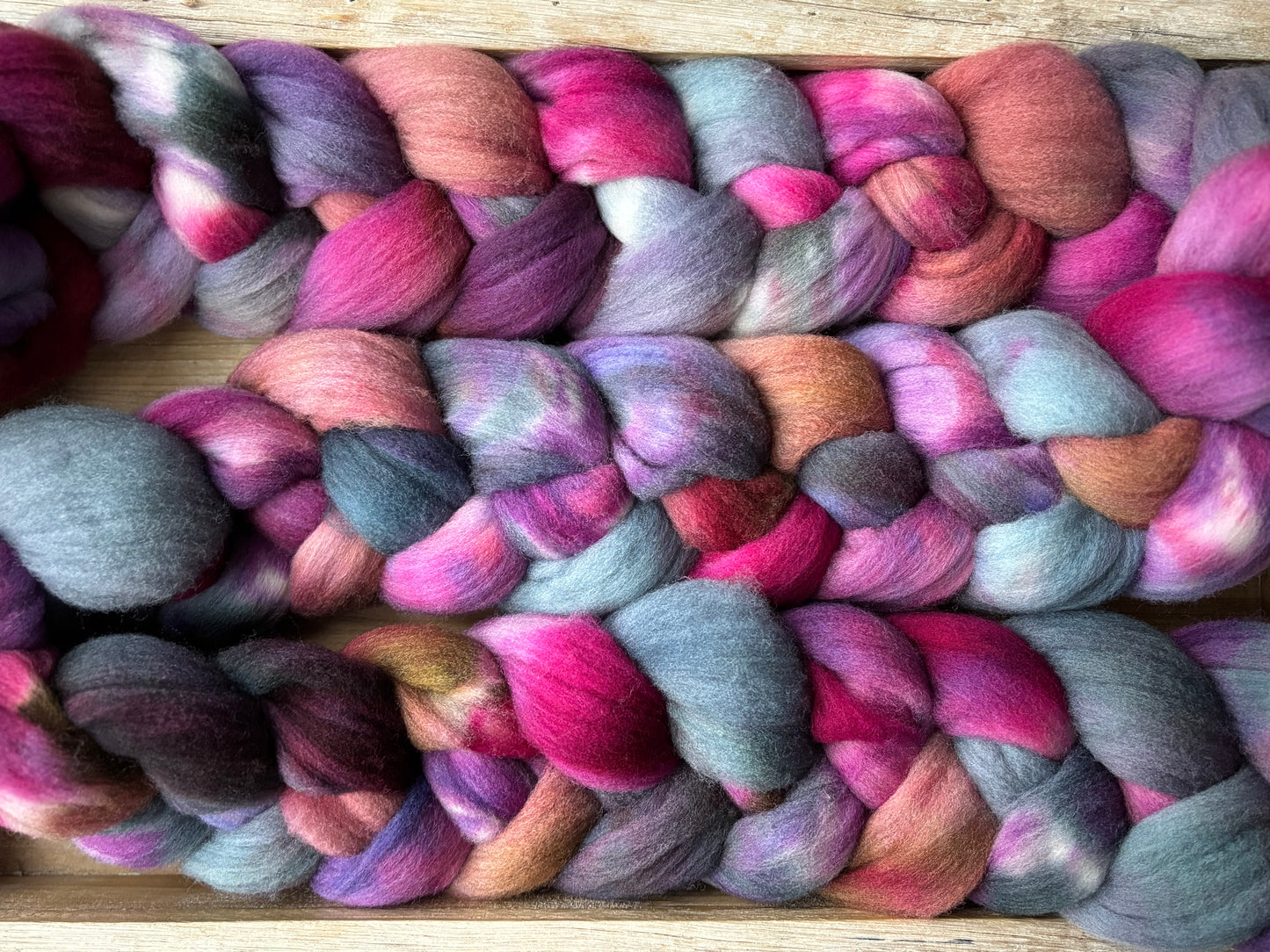 One of a Kind Batch - 100 grams of Spinning Fibre - 100% Targhee - 23 Micron - Hand Dyed Combed Top