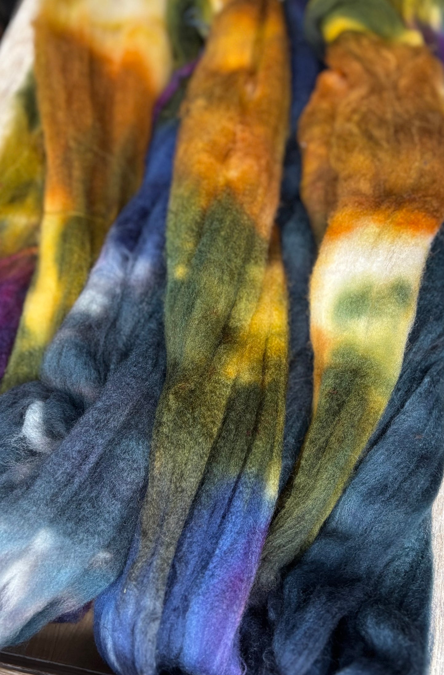 One of a Kind Batch - 100 grams of Spinning Fibre - Superwash Merino Wool 22 Micron - Hand Dyed Combed Top