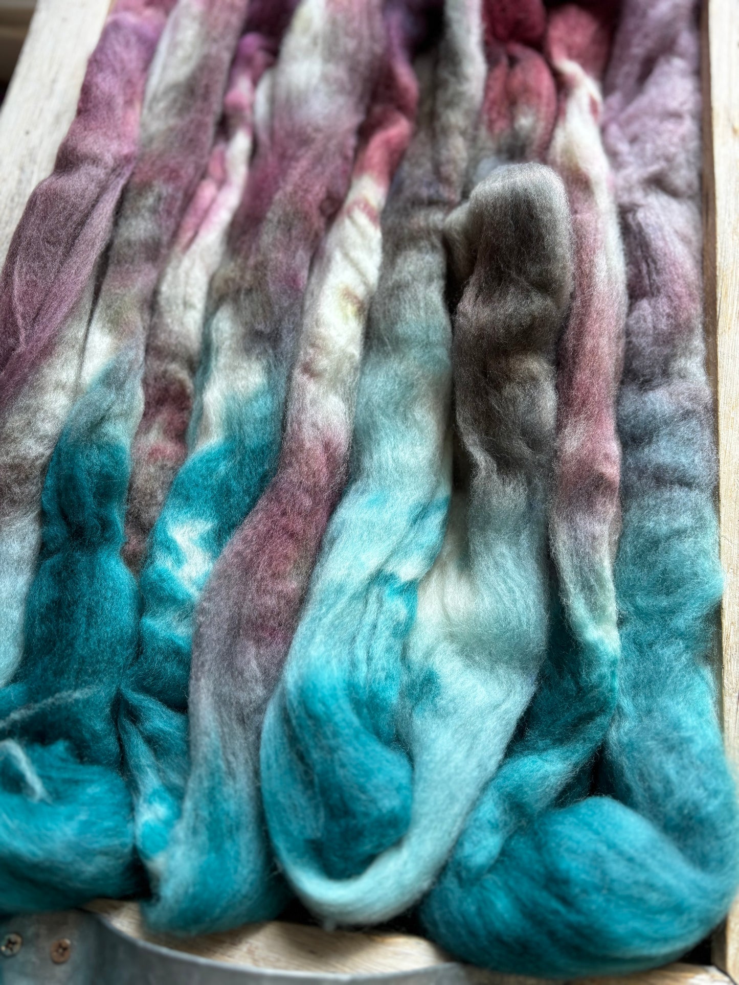 One of a Kind Batch - 100 grams of Spinning Fibre - Untreated Merino Wool 22 Micron - Hand Dyed Combed Top