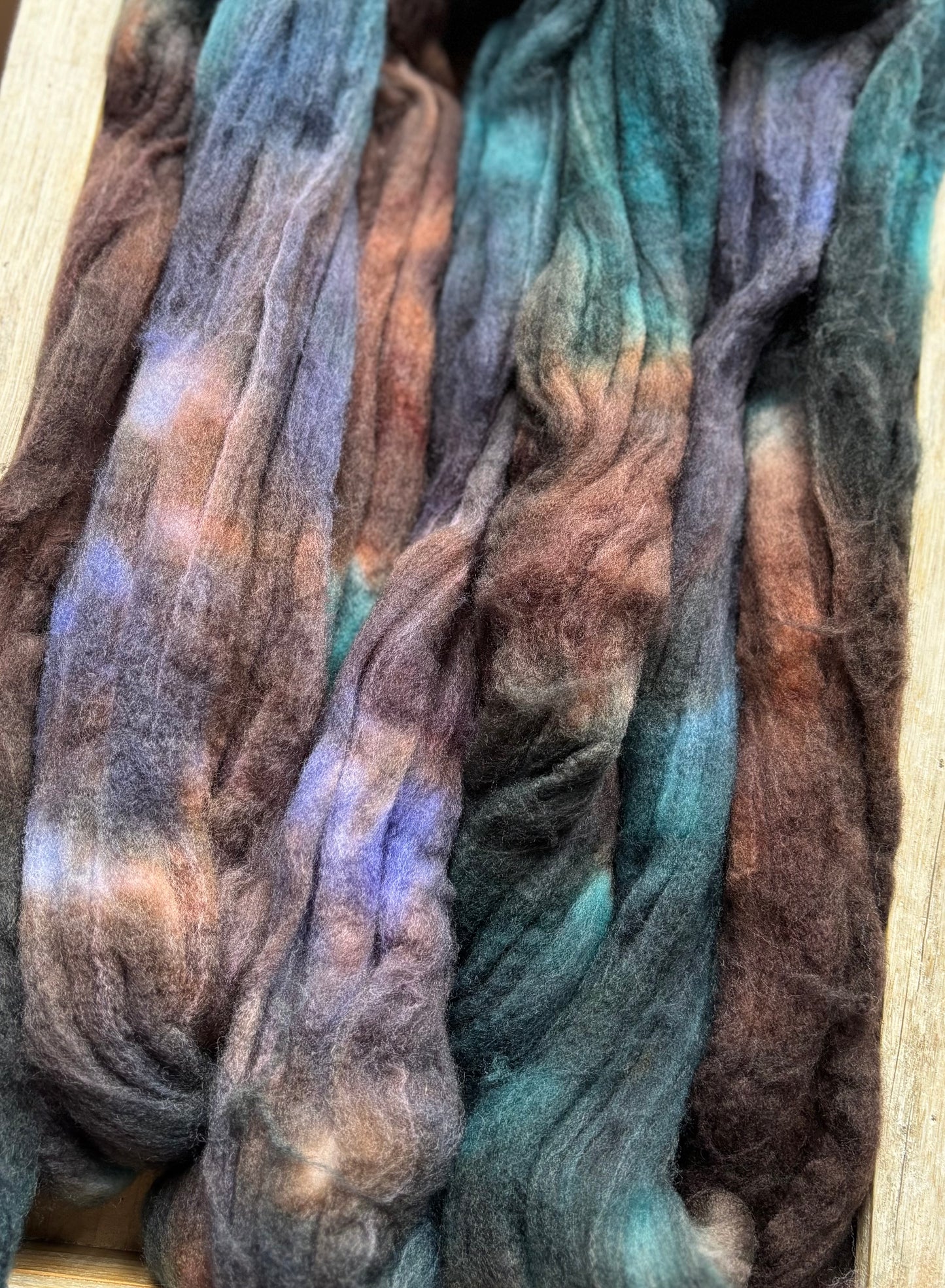 One of a Kind Batch - 100 grams of Spinning Fibre - 80% Superwash Merino Wool/ 20% Nylon - 22.5 Micron - Hand Dyed Combed Top