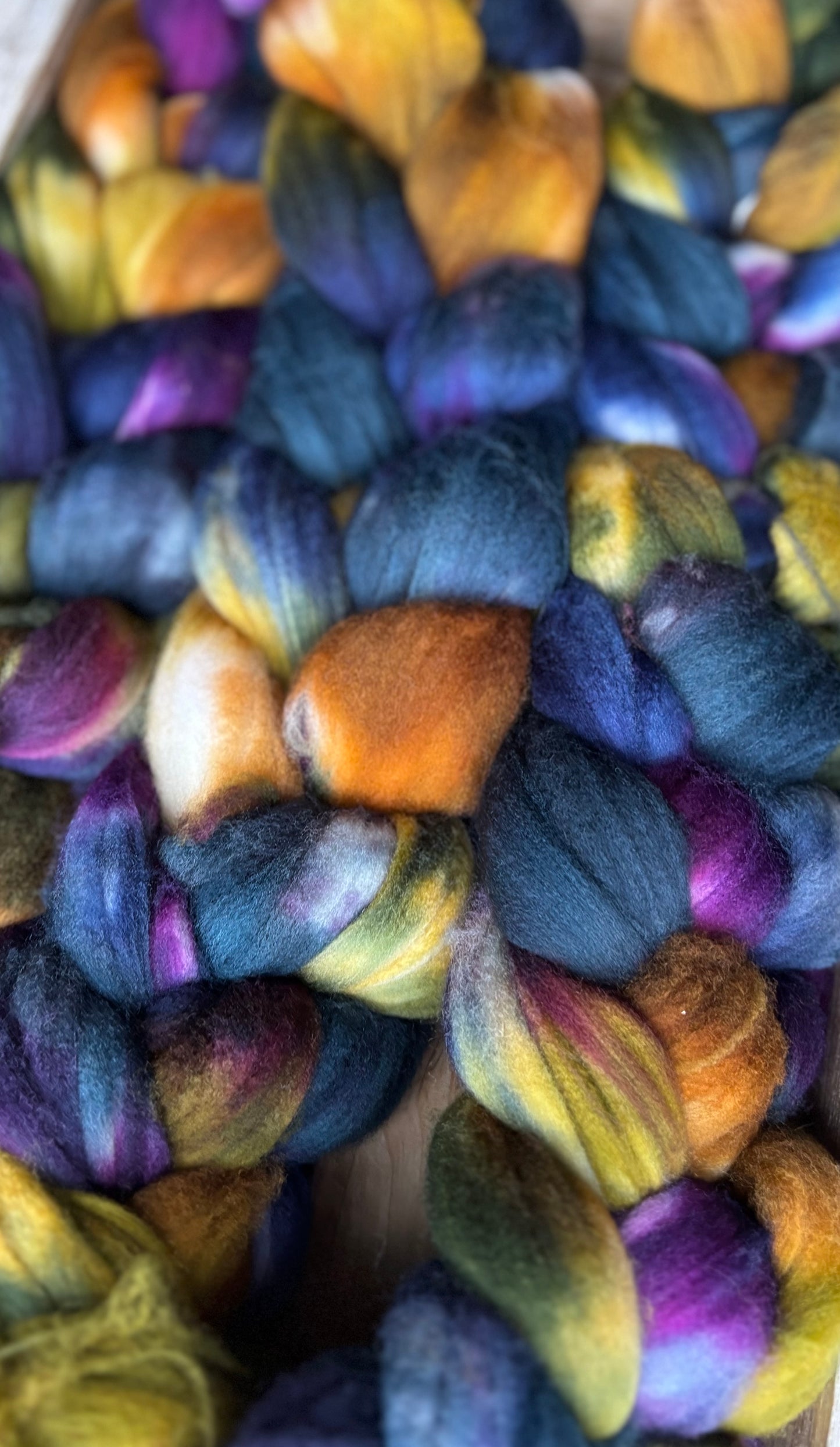 One of a Kind Batch - 100 grams of Spinning Fibre - Superwash Merino Wool 22 Micron - Hand Dyed Combed Top