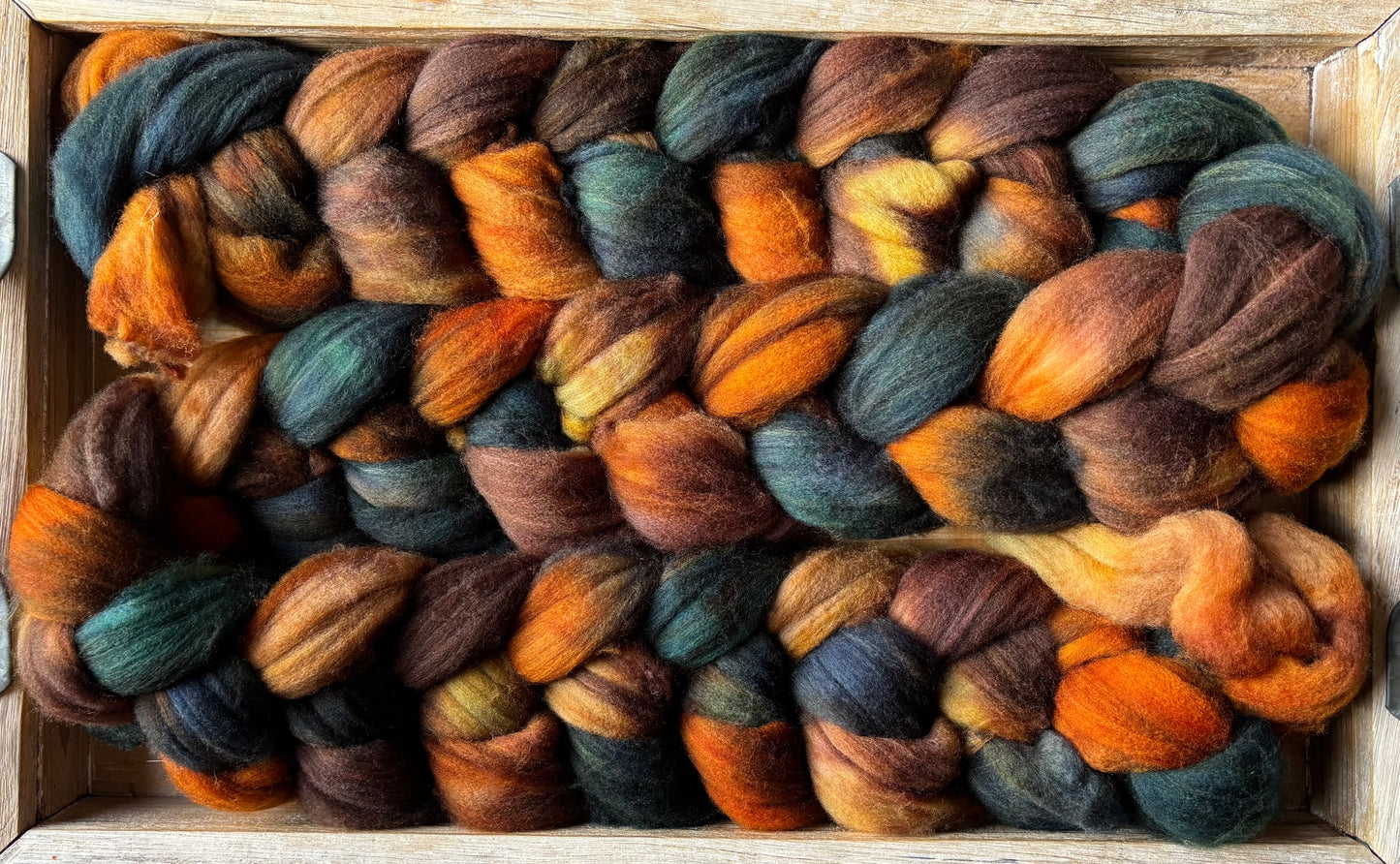 One of a Kind Batch - 100 grams of Spinning Fibre - 80% Superwash Merino Wool/ 20% Nylon - 22.5 Micron - Hand Dyed Combed Top