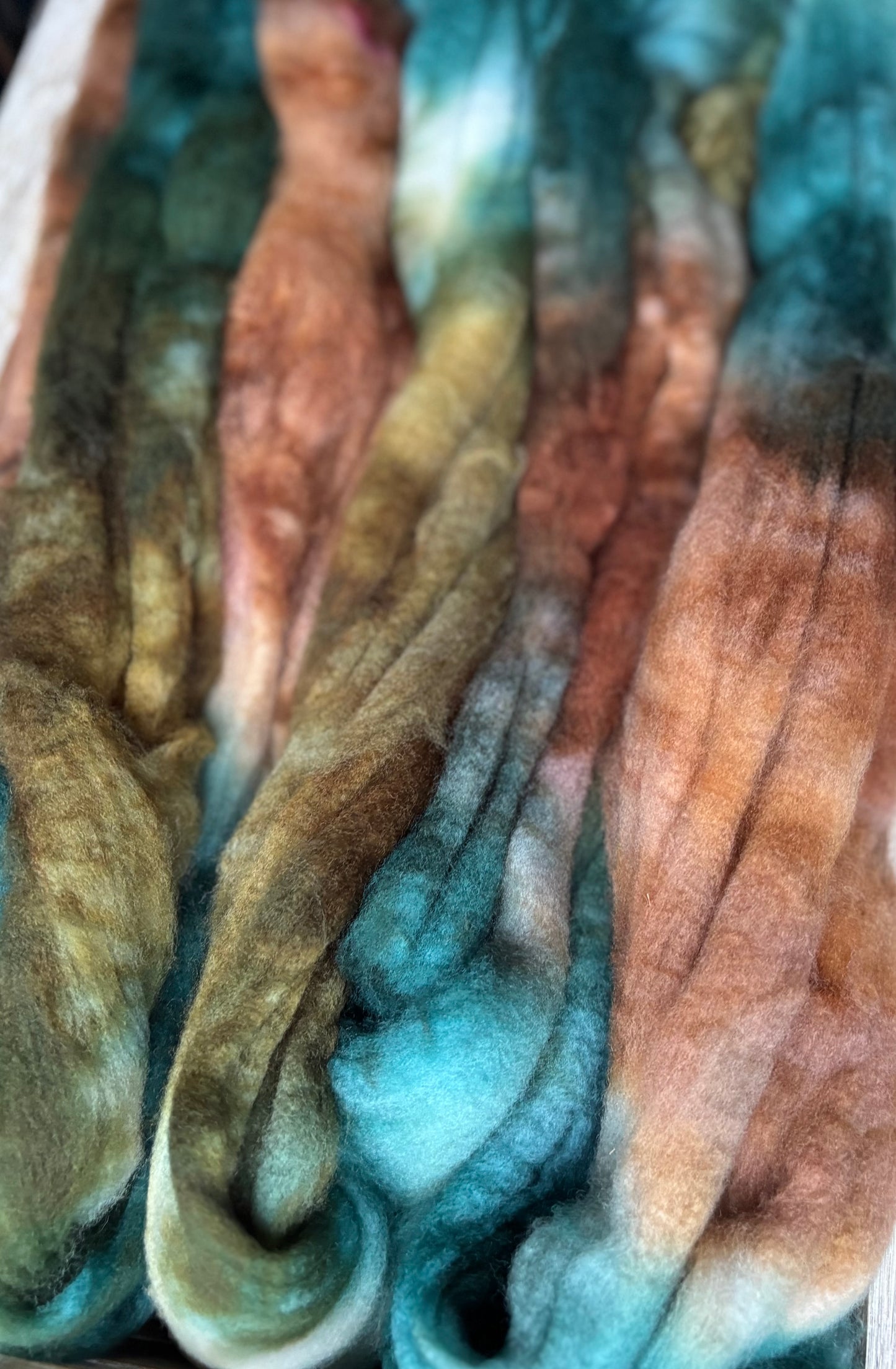 One of a Kind Batch - 100 grams of Spinning Fibre - Superwash Merino Wool 22 Micron - Hand Dyed Combed Top