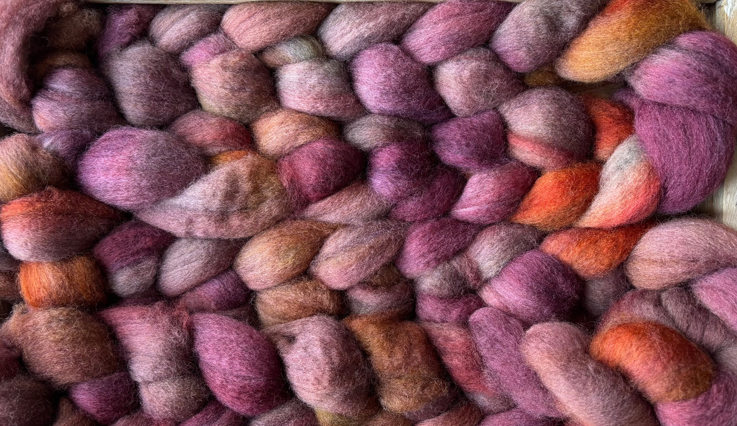 One of a Kind Batch - 100 grams of Spinning Fibre - Bluefaced Leicester Wool - 26 Micron - Hand Dyed Combed Top