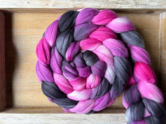 One of a Kind Batch - 100 grams of Spinning Fibre - 80% Superwash Merino Wool/ 20% Nylon - 22.5 Micron - Hand Dyed Combed Top
