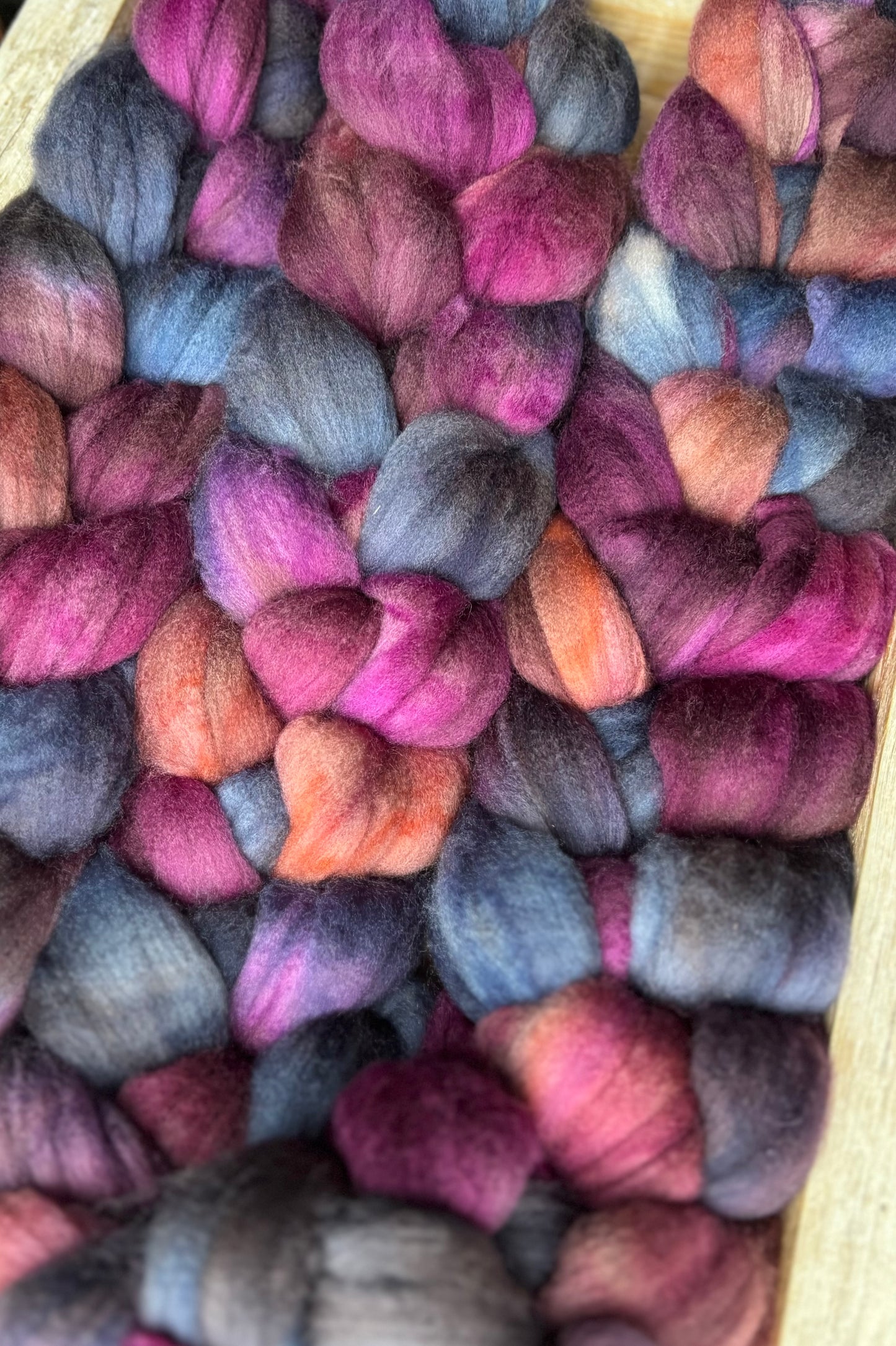 One of a Kind Batch - 100 grams of Spinning Fibre - Superwash Merino Wool 22 Micron - Hand Dyed Combed Top