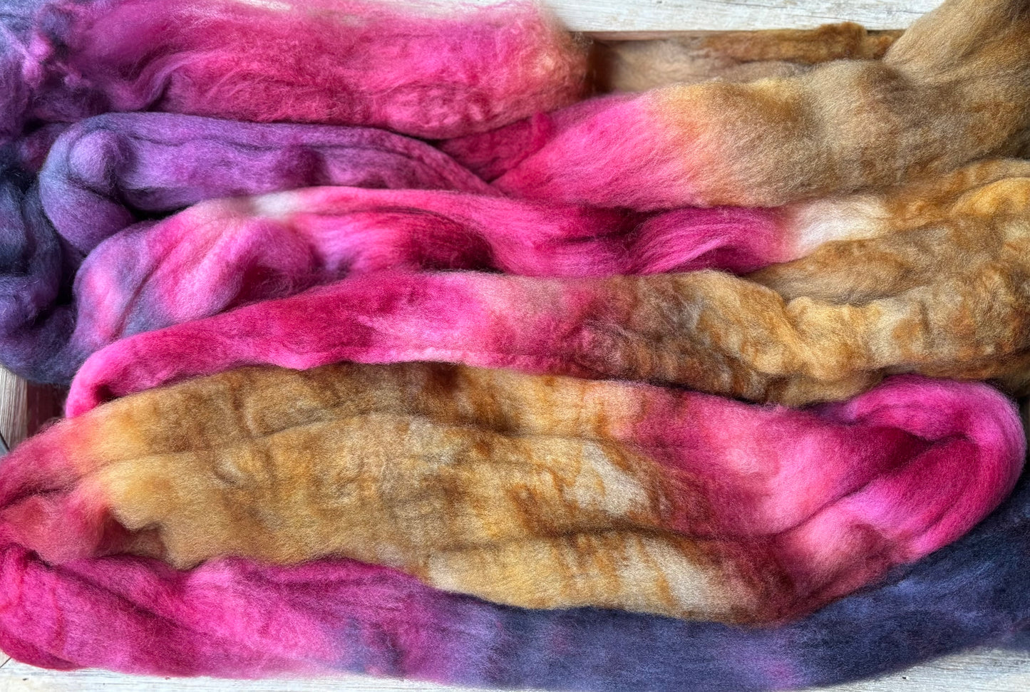 One of a Kind Batch - 100 grams of Spinning Fibre - Superwash Merino Wool 22 Micron - Hand Dyed Combed Top