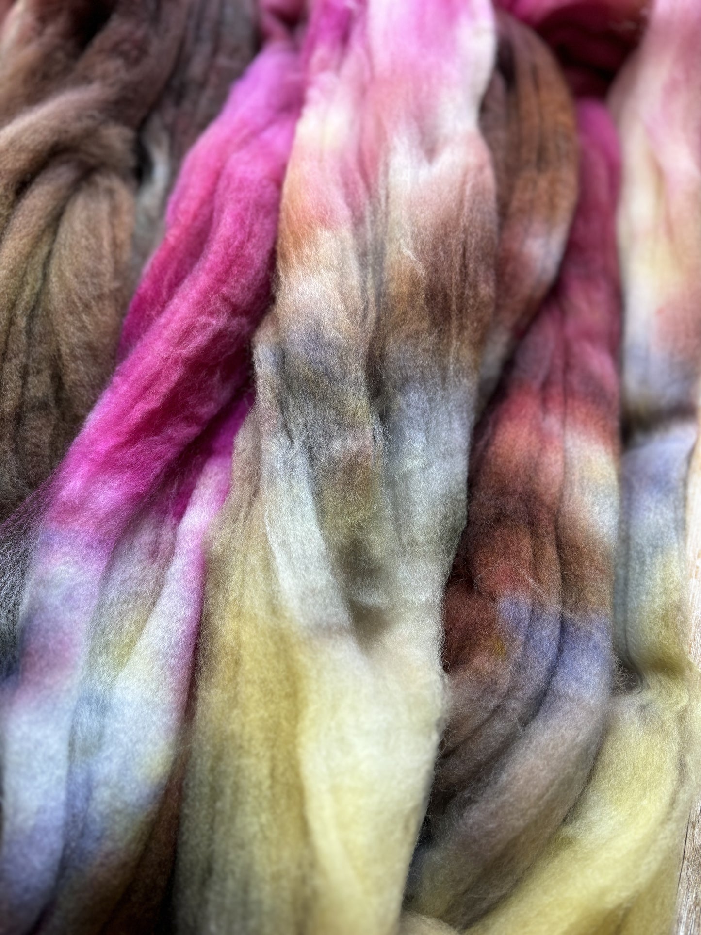 One of a Kind Batch - 100 grams of Spinning Fibre - Superwash Merino Wool 22 Micron - Hand Dyed Combed Top