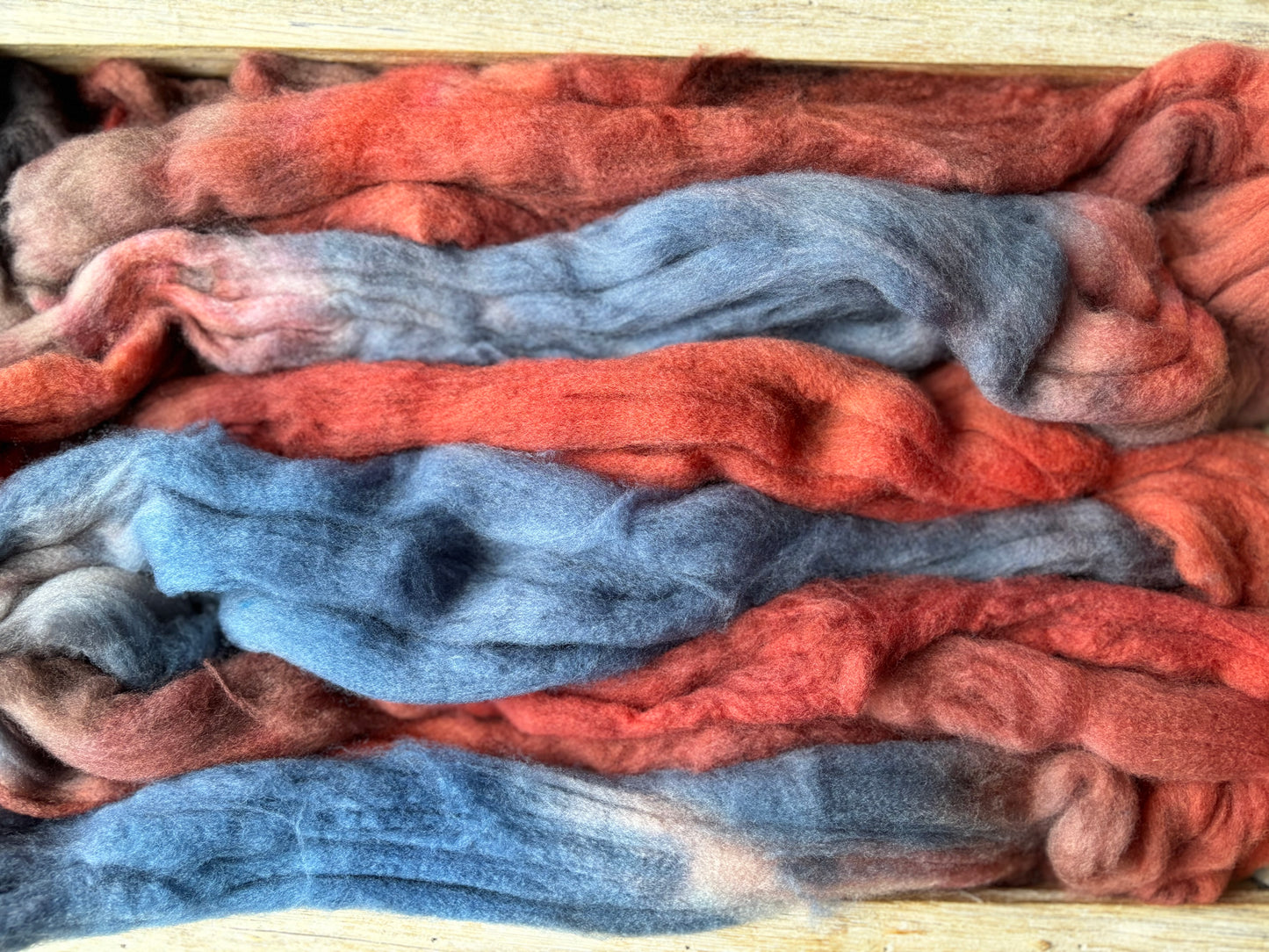 One of a Kind Batch - 100 grams of Spinning Fibre - 80% Superwash Merino Wool/ 20% Nylon - 22.5 Micron - Hand Dyed Combed Top