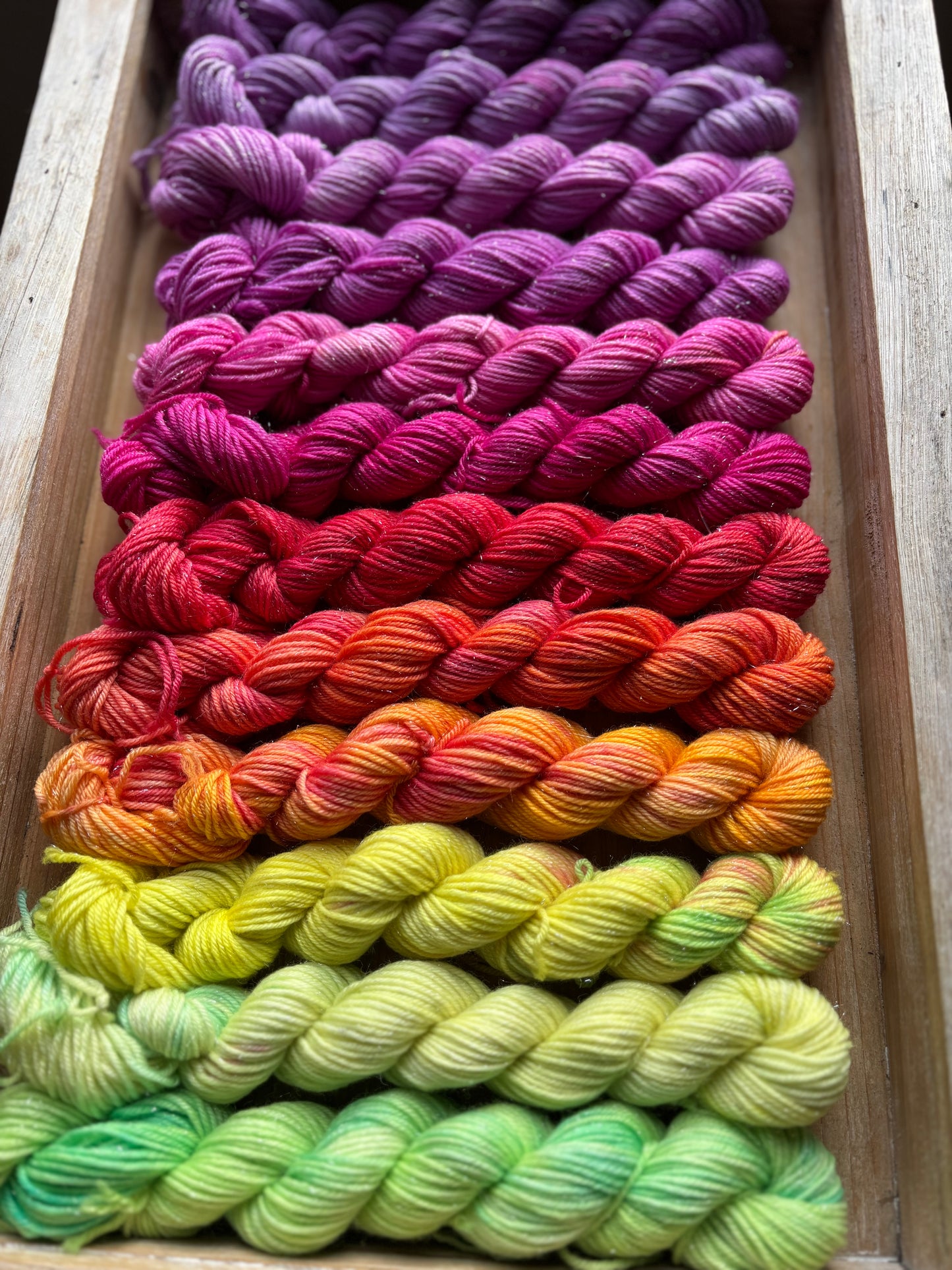 24 Skein Mini Yarn Fade - Silver Sparkle Sock Base