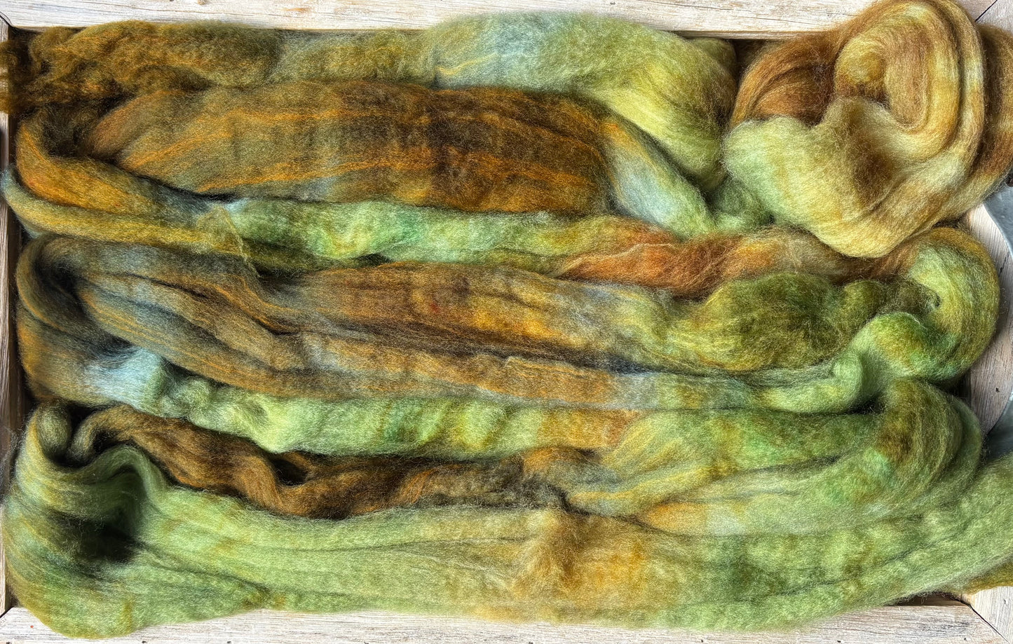 One of a Kind Batch - 100 grams of Spinning Fibre - 80% Superwash Merino Wool/ 20% Nylon - 22.5 Micron - Hand Dyed Combed Top