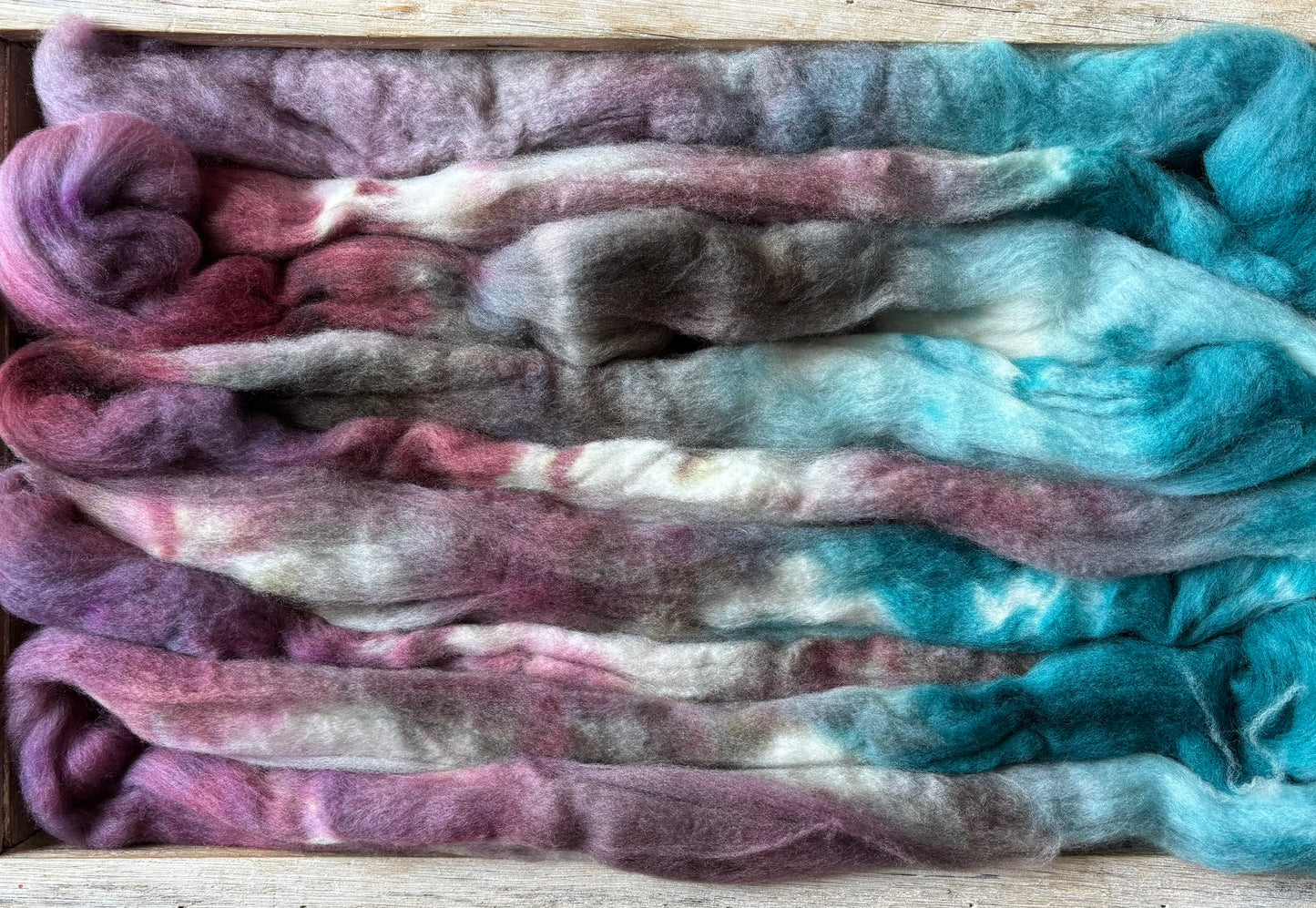 One of a Kind Batch - 100 grams of Spinning Fibre - Untreated Merino Wool 22 Micron - Hand Dyed Combed Top