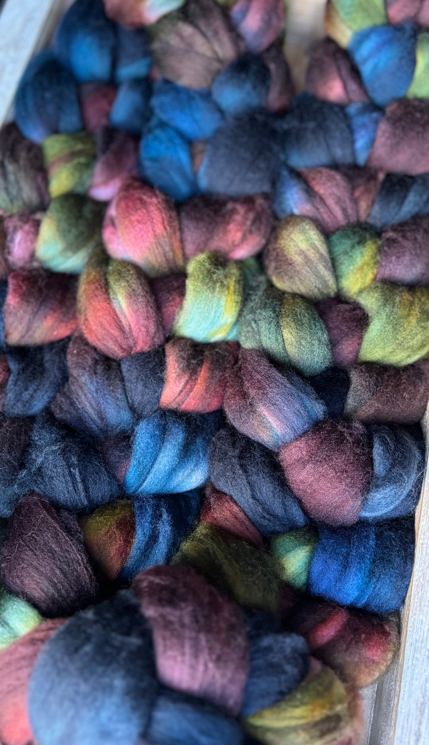 One of a Kind Batch - 100 grams of Spinning Fibre - Superwash Merino Wool 22 Micron - Hand Dyed Combed Top
