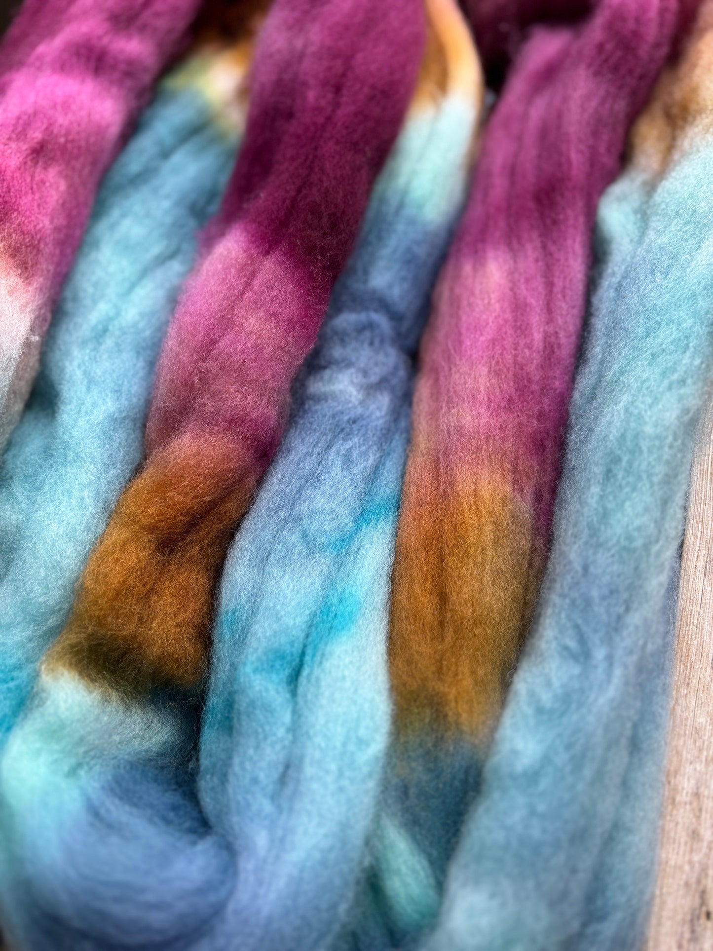 One of a Kind Batch - 100 grams of Spinning Fibre - 100% Polwarth - 22 Micron - Hand Dyed Combed Top