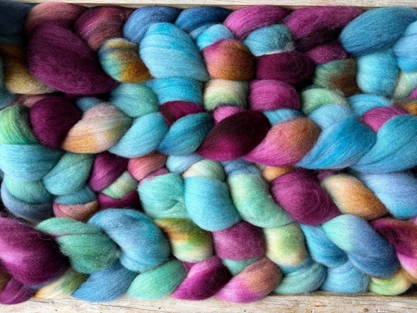 One of a Kind Batch - 100 grams of Spinning Fibre - 100% Polwarth - 22 Micron - Hand Dyed Combed Top