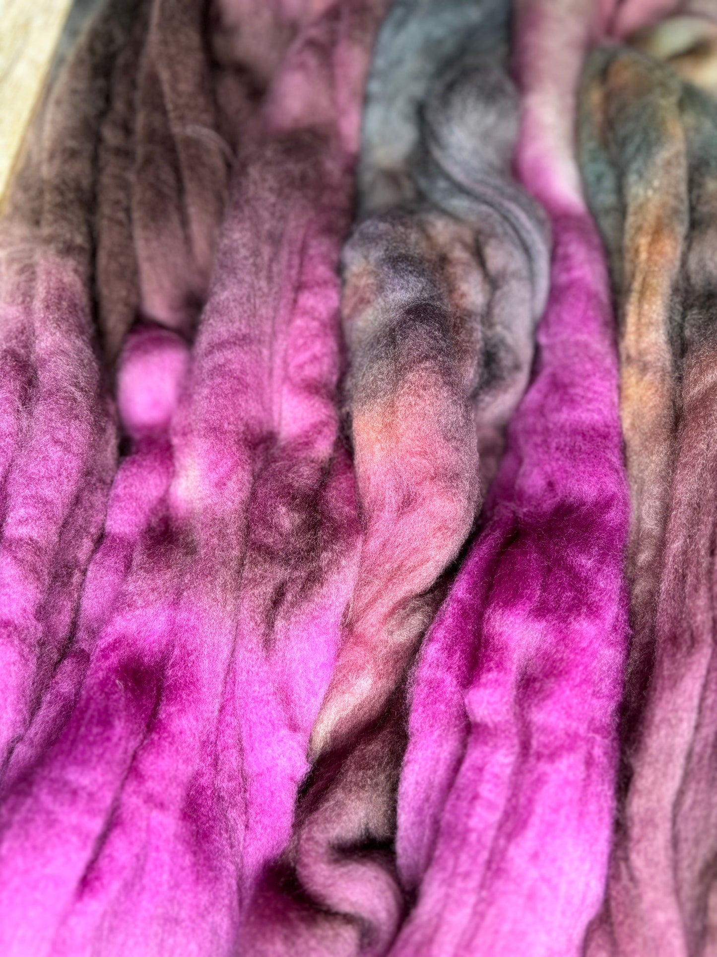 One of a Kind Batch - 100 grams of Spinning Fibre - 80% Superwash Merino Wool/ 20% Nylon - 22.5 Micron - Hand Dyed Combed Top