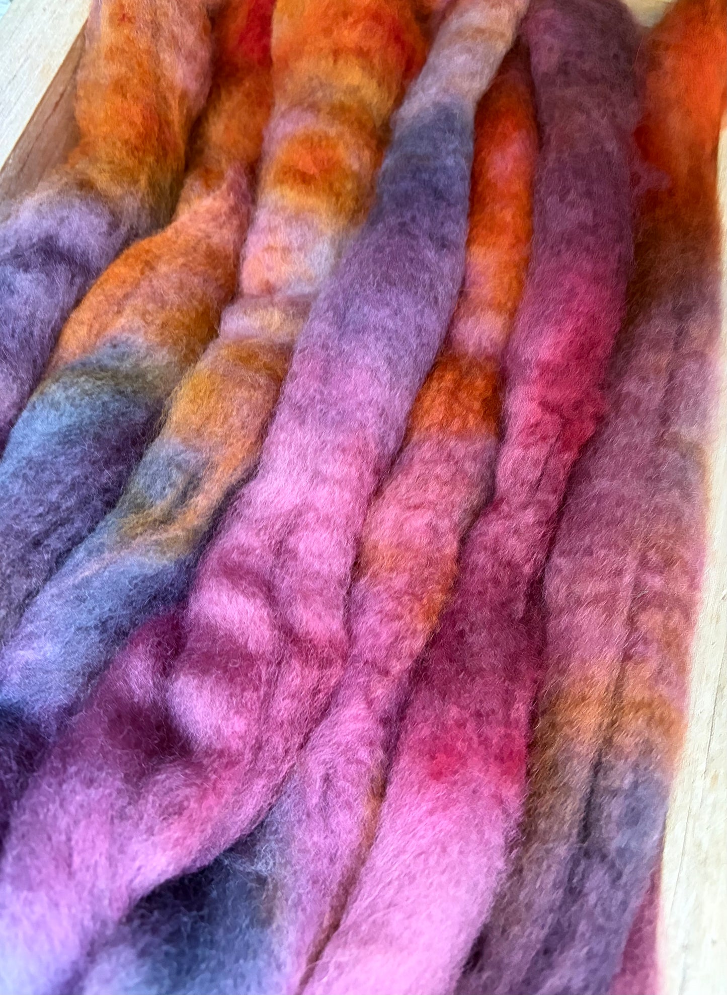 Bluefaced Leicester Wool - 26 Micron - One of a Kind Batch - 100 grams of Spinning Fibre - Hand Dyed Combed Top