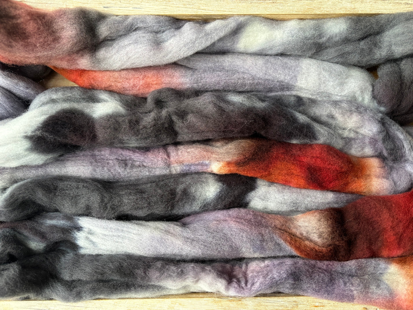 One of a Kind Batch - 100 grams of Spinning Fibre - 100% Targhee - 23 Micron - Hand Dyed Combed Top