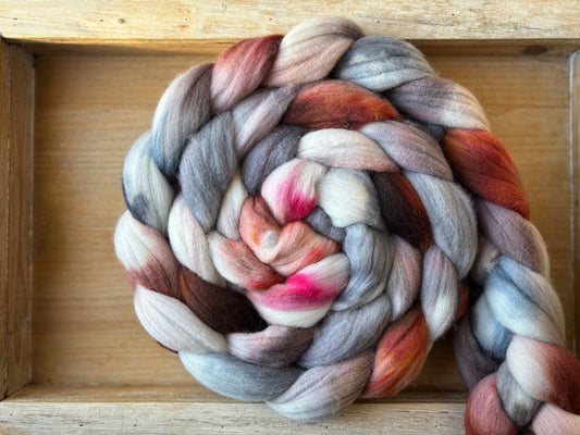 One of a Kind Batch - 100 grams of Spinning Fibre - 100% Targhee - 23 Micron - Hand Dyed Combed Top