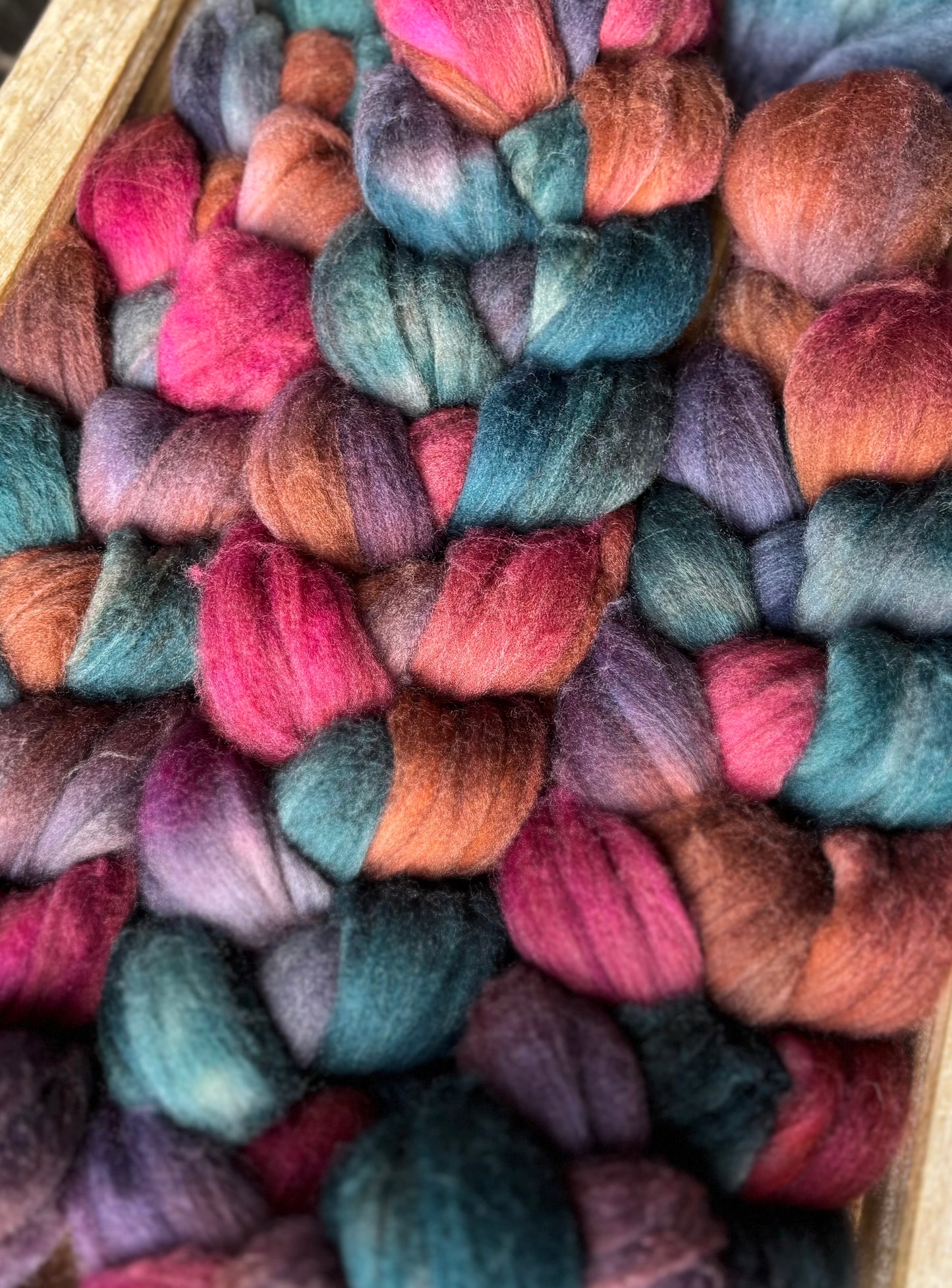 One of a Kind Batch - 100 grams of Spinning Fibre - 80% Superwash Merino Wool/ 20% Nylon - 22.5 Micron - Hand Dyed Combed Top