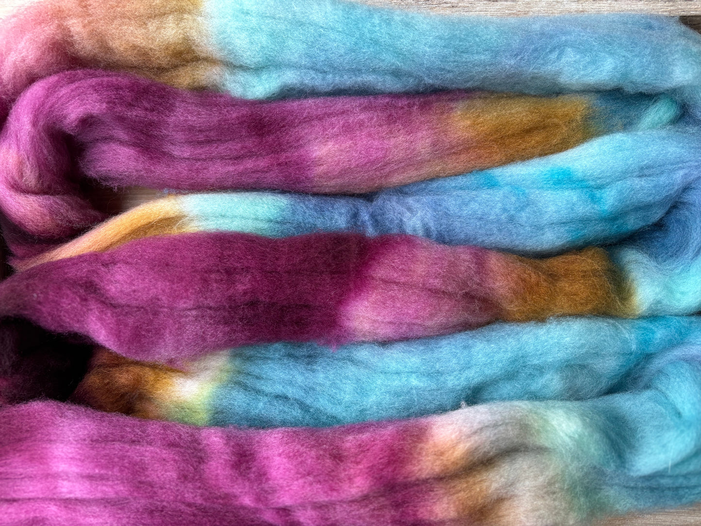 One of a Kind Batch - 100 grams of Spinning Fibre - 100% Polwarth - 22 Micron - Hand Dyed Combed Top