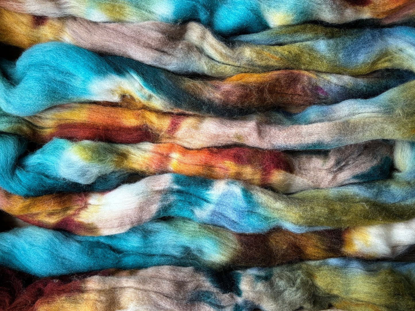 Set of 3 Braids - One of a Kind Batch - 100 grams of Spinning Fibre Each - 100% Targhee - 23 Micron - Hand Dyed Combed Top