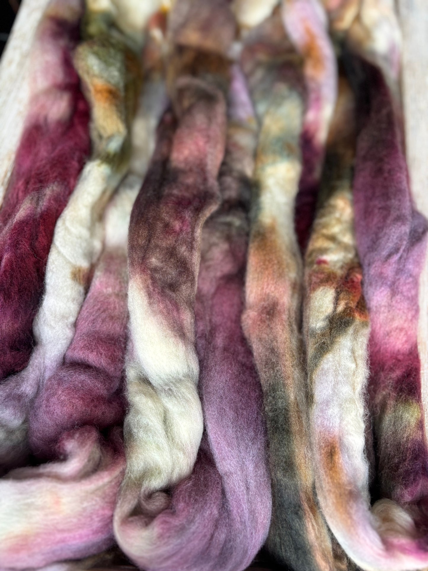 One of a Kind Batch - 100 grams of Spinning Fibre - Untreated Merino Wool 22 Micron - Hand Dyed Combed Top