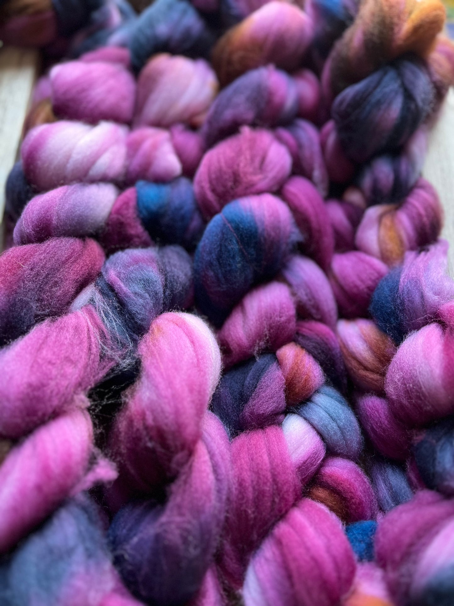 One of a Kind Batch - 100 grams of Spinning Fibre - Superwash Merino Wool 22 Micron - Hand Dyed Combed Top