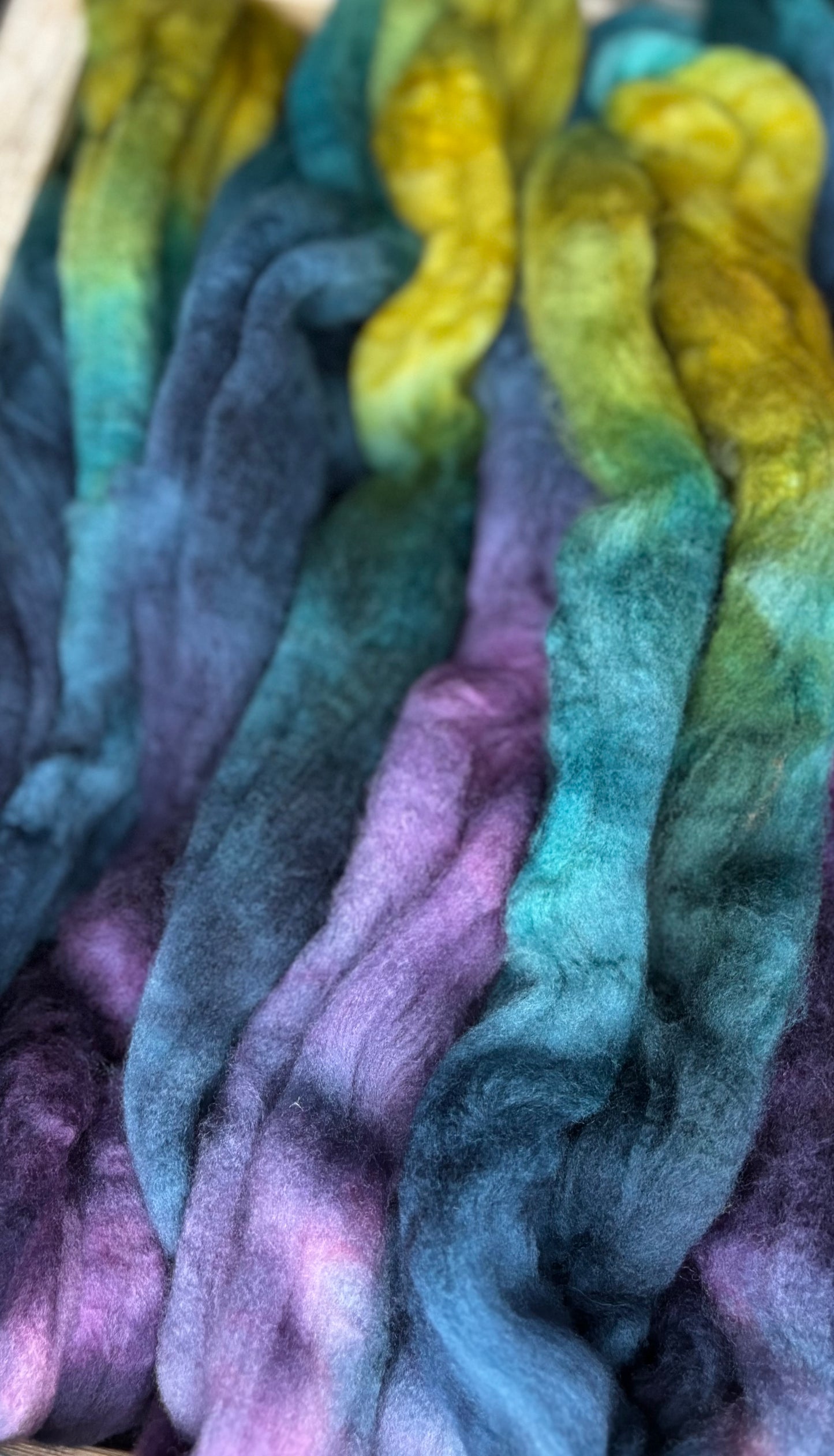One of a Kind Batch - 100 grams of Spinning Fibre - Superwash Merino Wool 22 Micron - Hand Dyed Combed Top