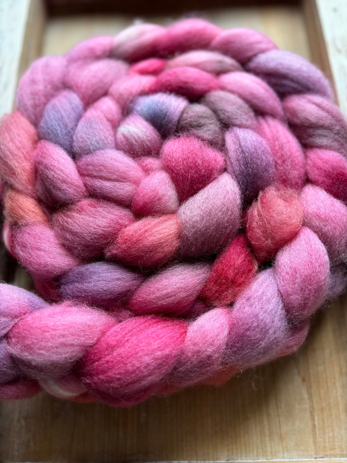 One of a Kind Batch - 100 grams of Spinning Fibre - Bluefaced Leicester Wool - 26 Micron - Hand Dyed Combed Top