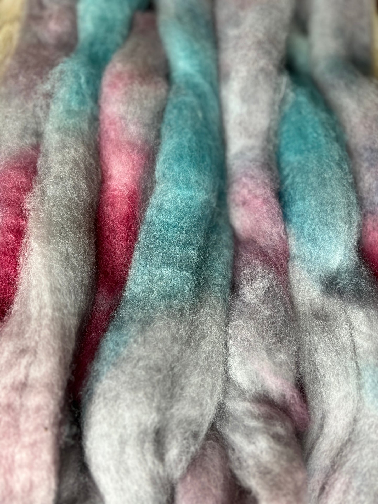 One of a Kind Batch - 100 grams of Spinning Fibre - Bluefaced Leicester Wool - 26 Micron - Hand Dyed Combed Top