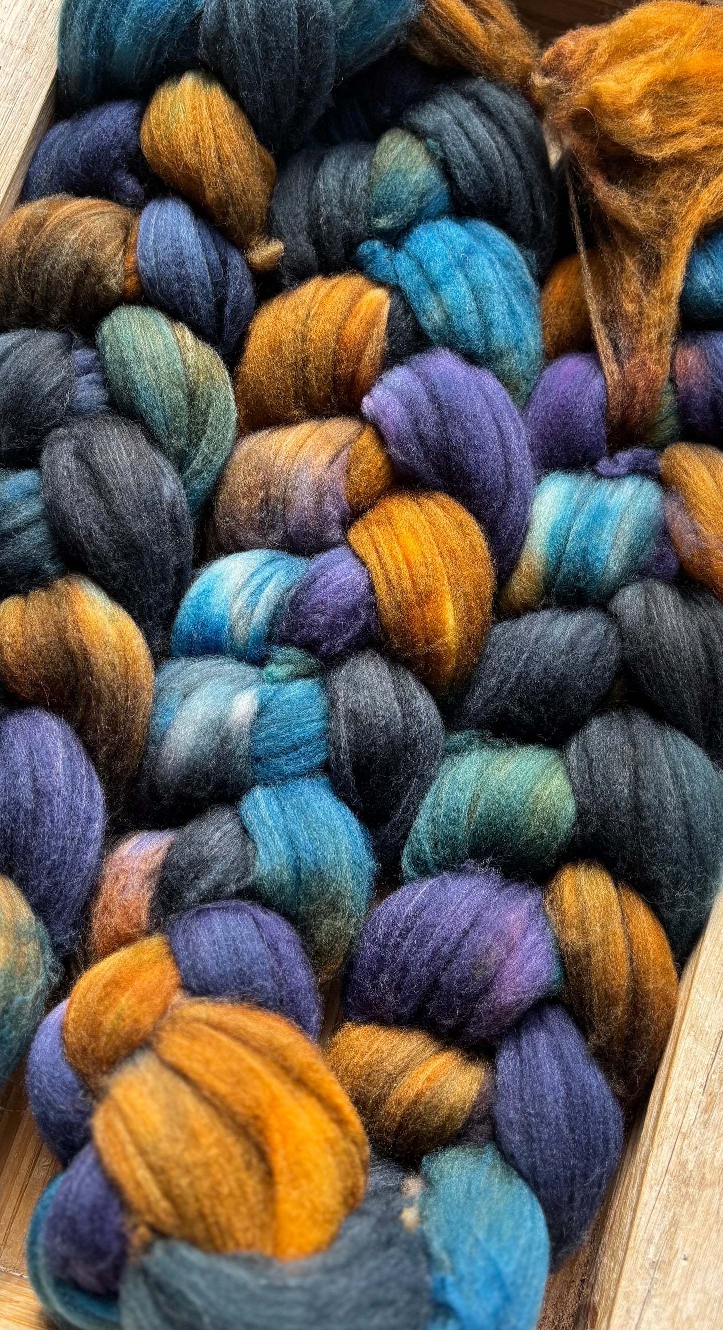 One of a Kind Batch - 100 grams of Spinning Fibre - 80% Superwash Merino Wool/ 20% Nylon - 22.5 Micron - Hand Dyed Combed Top