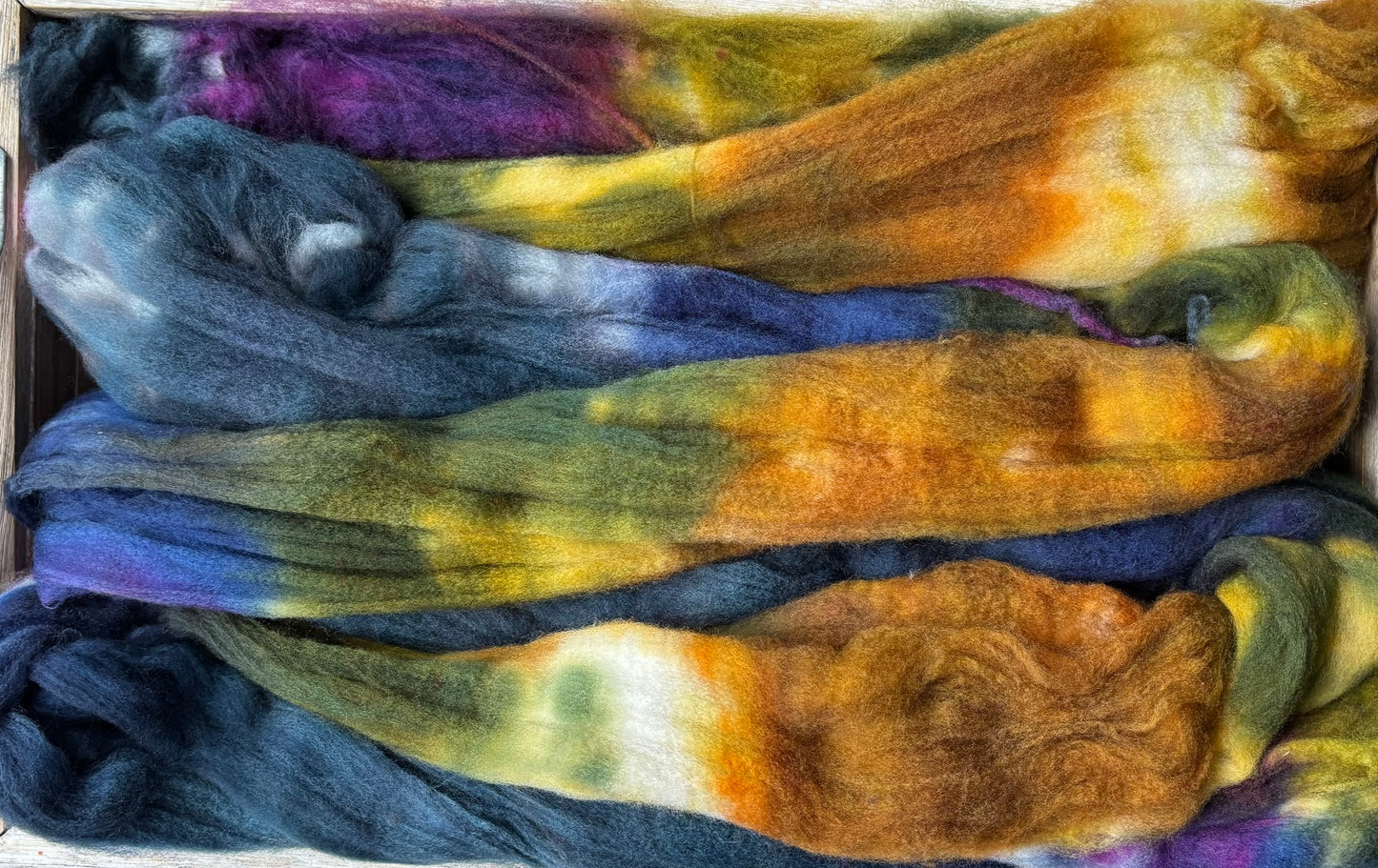One of a Kind Batch - 100 grams of Spinning Fibre - Superwash Merino Wool 22 Micron - Hand Dyed Combed Top