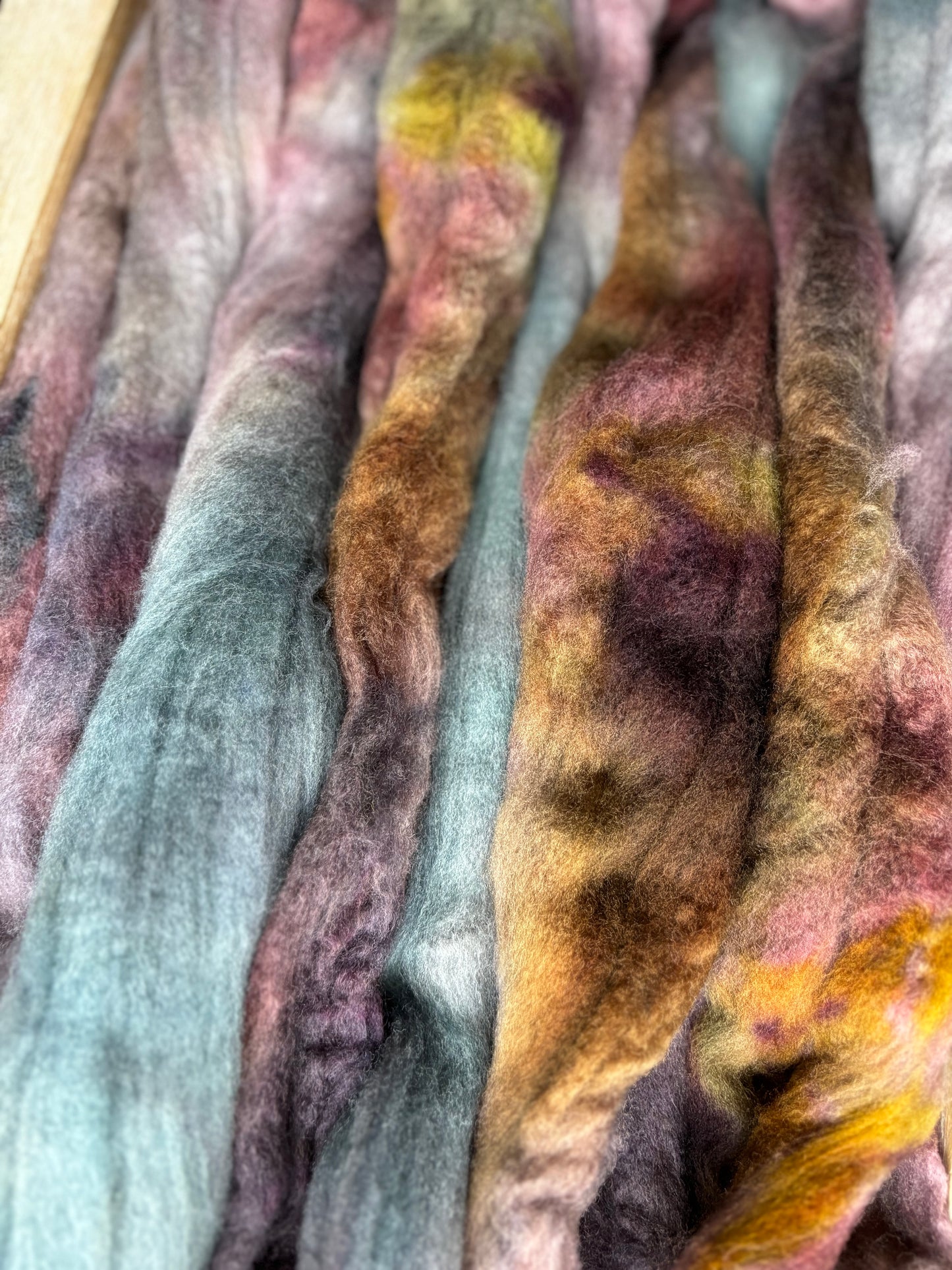 One of a Kind Batch - 100 grams of Spinning Fibre - Untreated Merino Wool 22 Micron - Hand Dyed Combed Top