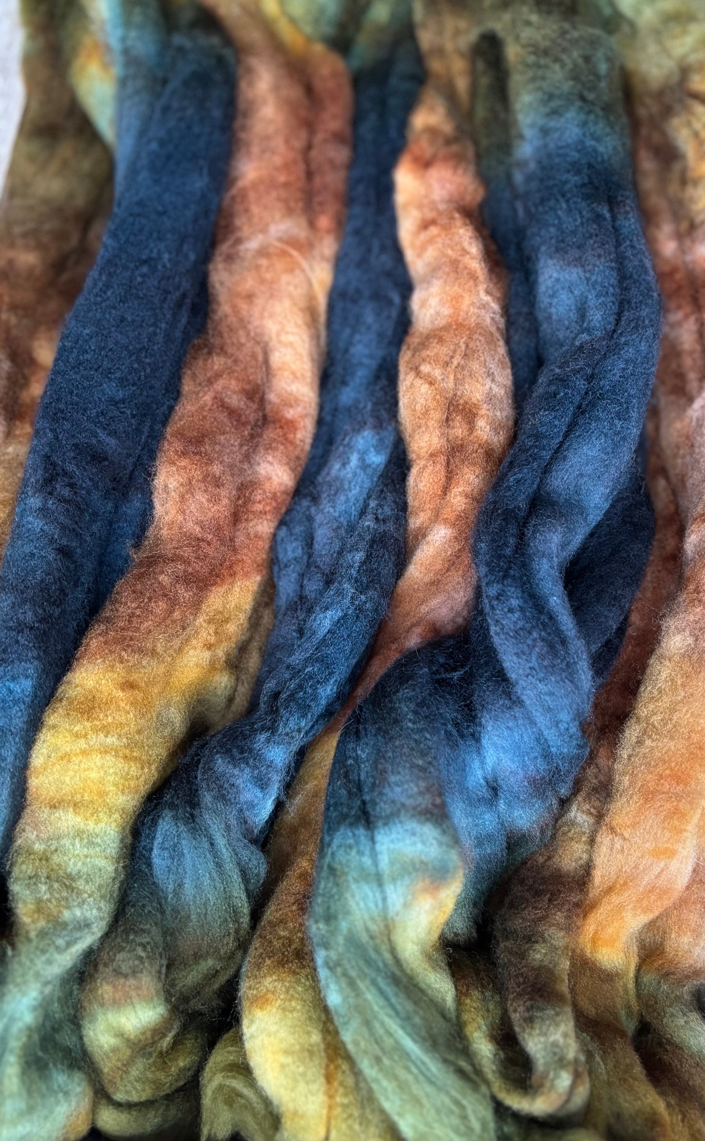 One of a Kind Batch - 100 grams of Spinning Fibre - Superwash Merino Wool 22 Micron - Hand Dyed Combed Top