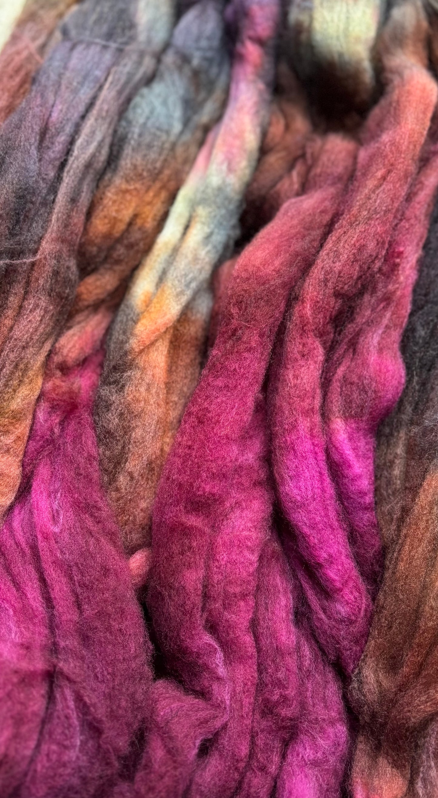 One of a Kind Batch - 100 grams of Spinning Fibre - 80% Superwash Merino Wool/ 20% Nylon - 22.5 Micron - Hand Dyed Combed Top